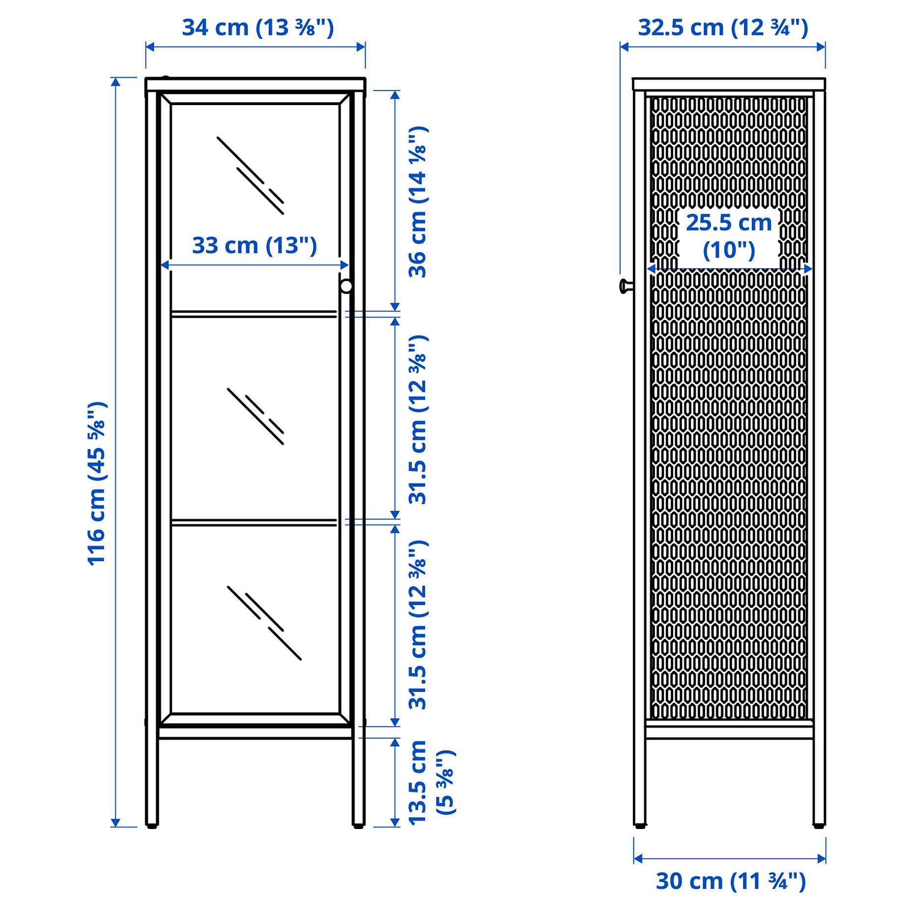 BAGGEBO, cabinet with glass doors, 34x30x116 cm, 805.029.98