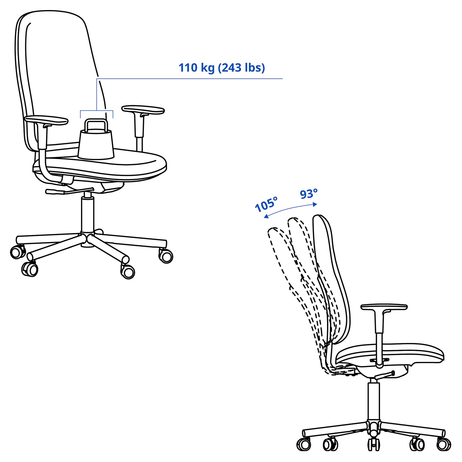 SMORKULL, office chair with armrests, 805.034.36