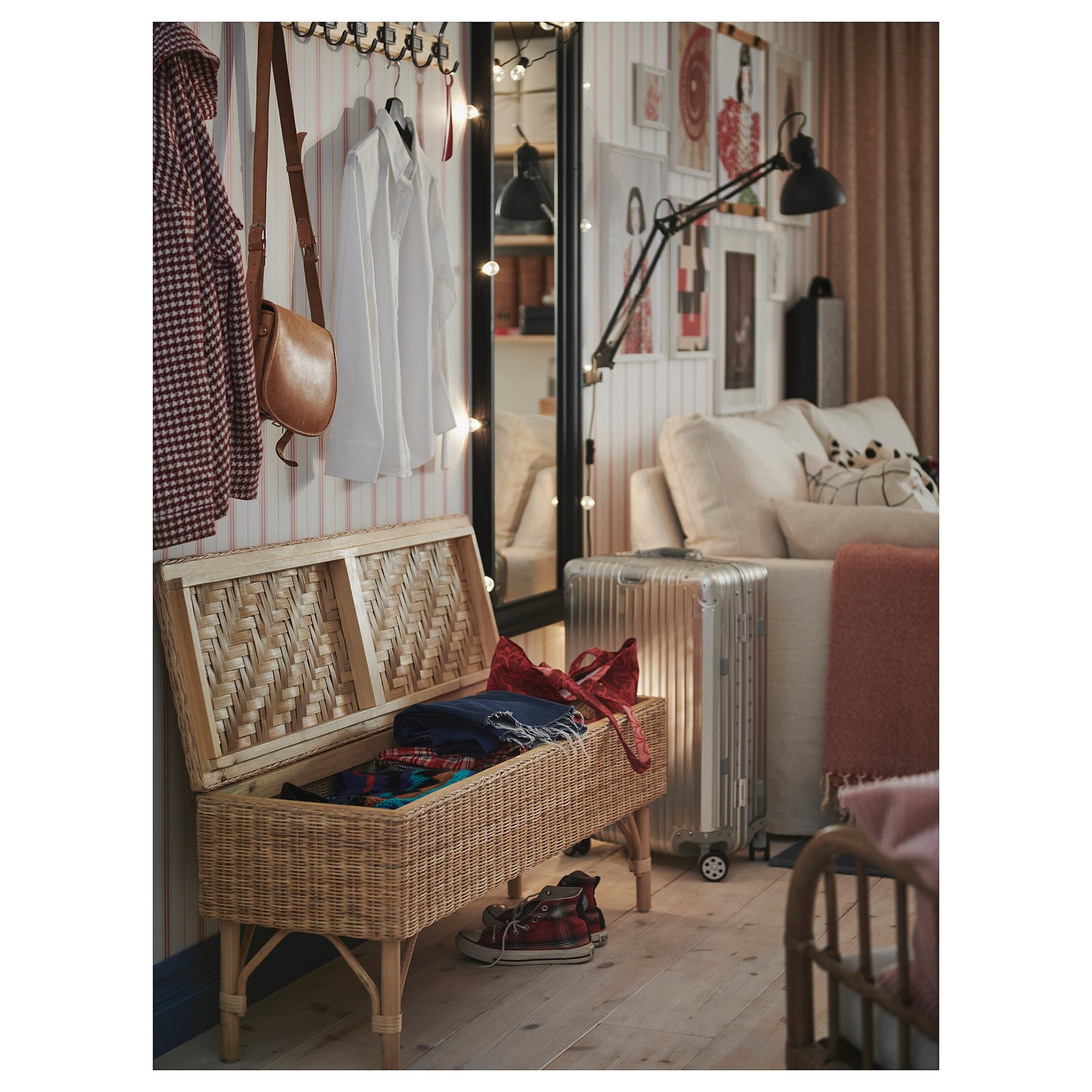 TOLKNING, bench with storage/handmade, 120 cm, 805.126.57