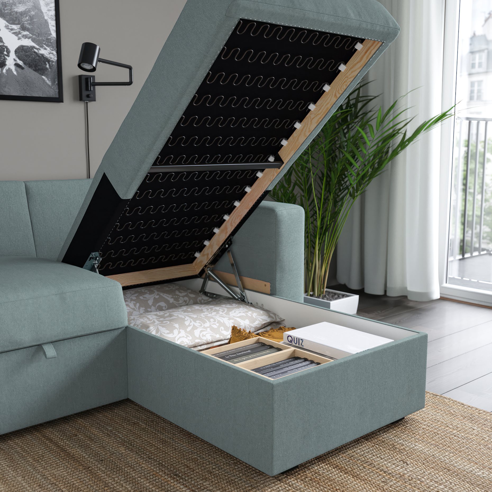 BARSLOV, 3-seat sofa-bed with chaise longue, 805.308.16
