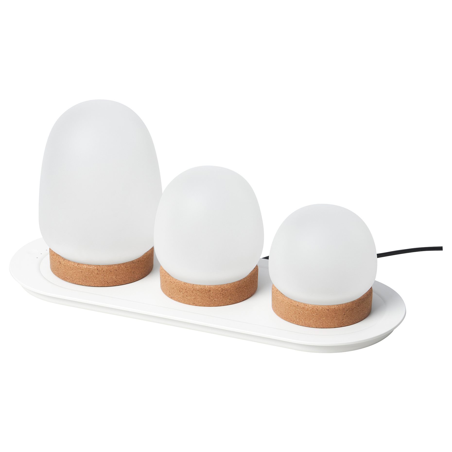 PRAKTSPIREA, 4-piece decoration lighting set with built-in LED light source and charging tray, 805.388.55