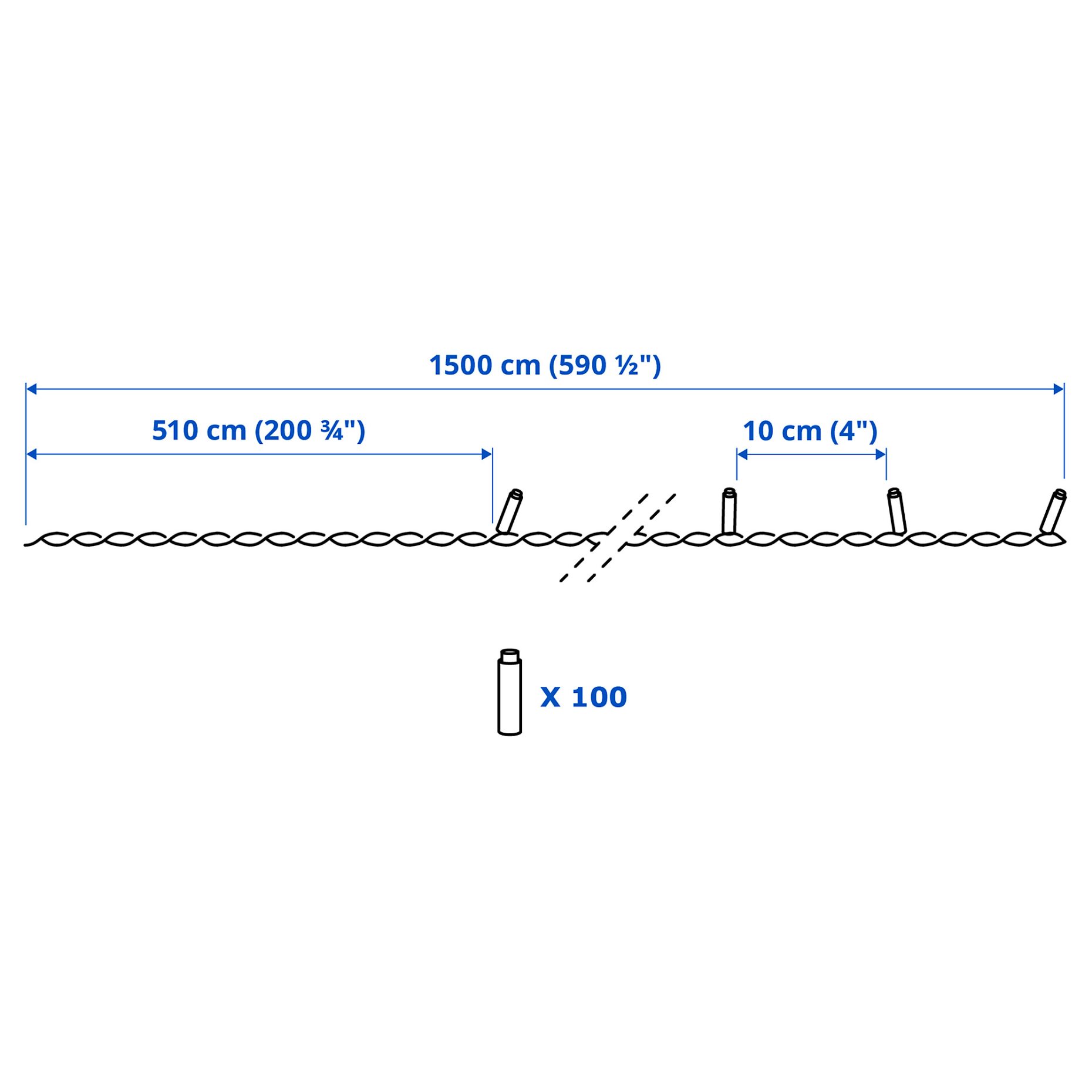GETKÅL, γιρλάντα φωτισμού με ενσωματωμένο φωτισμό LED/εξωτερικού χώρου, 15 m, 806.093.10