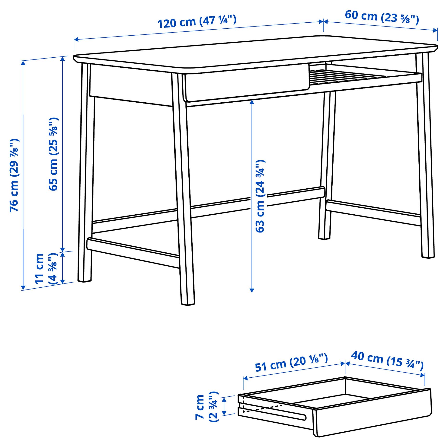 BETESHÄST, desk, 120x60 cm, 806.198.04