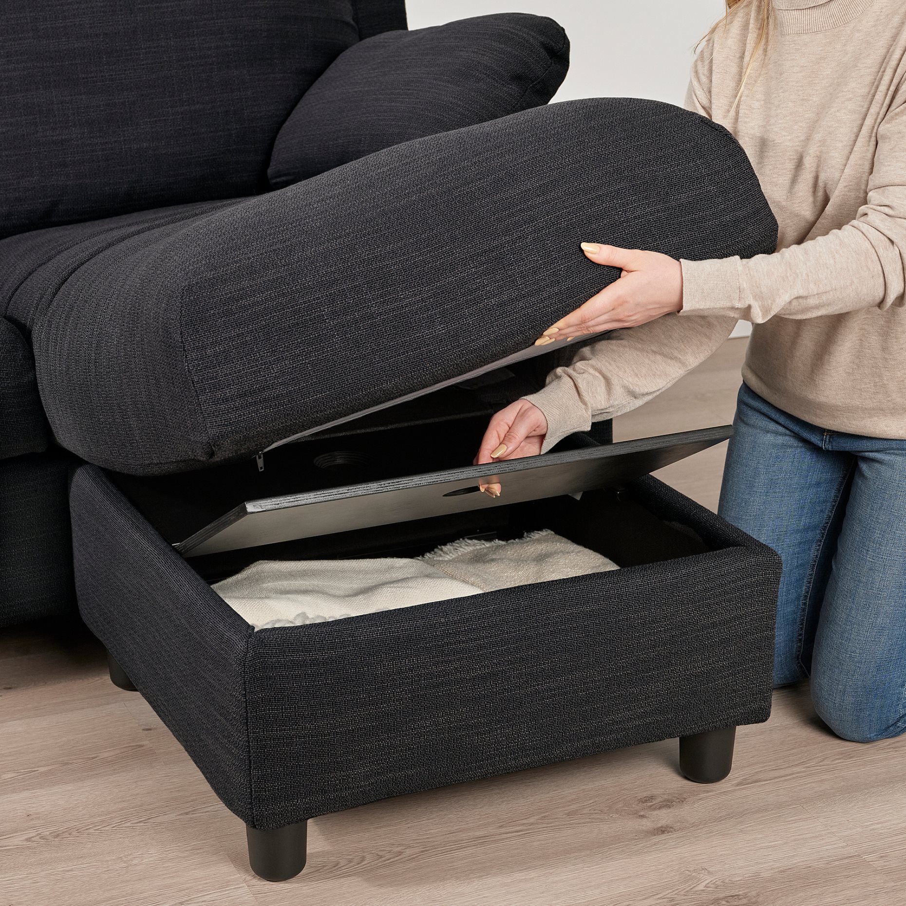 VINLIDEN, 3-seat sofa with chaise longue, 893.046.87