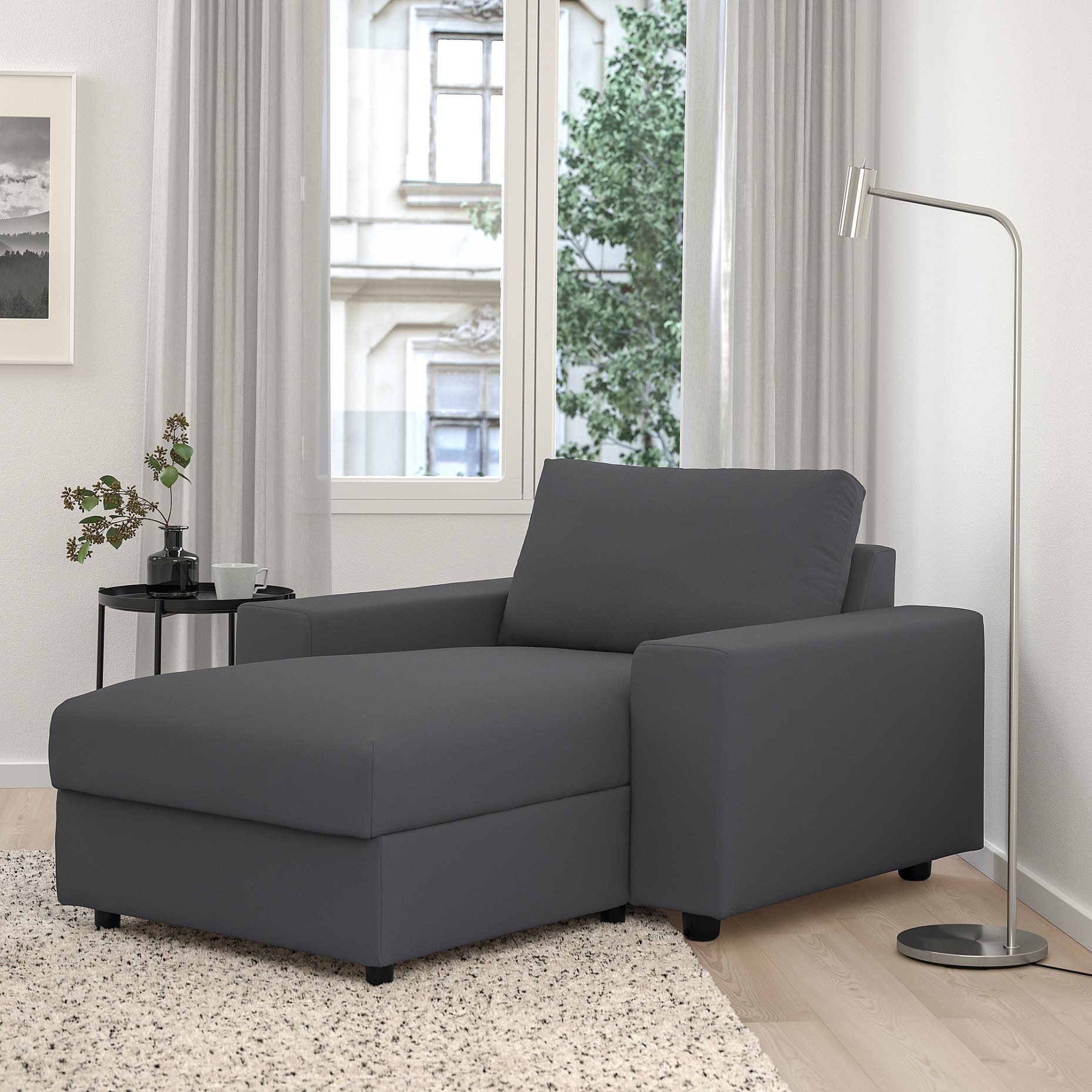VIMLE, chaise longue with wide armrests, 894.091.37