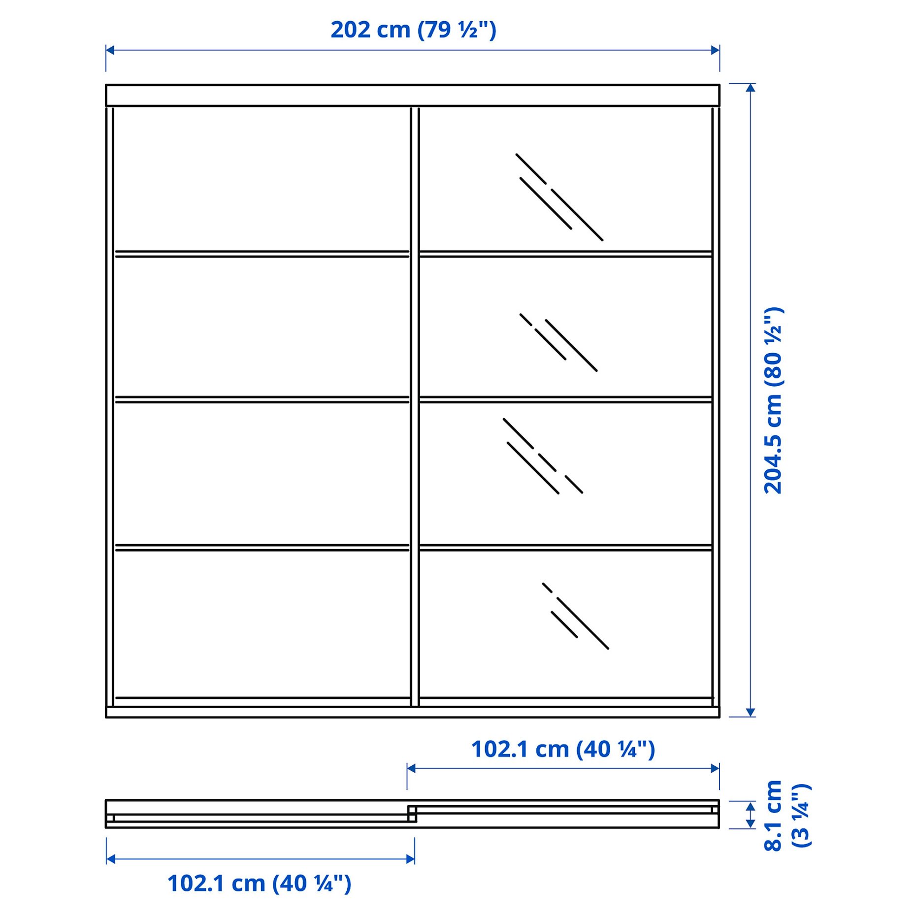 SKYTTA/MEH/AULI, sliding door combination, 202x205 cm, 894.227.37