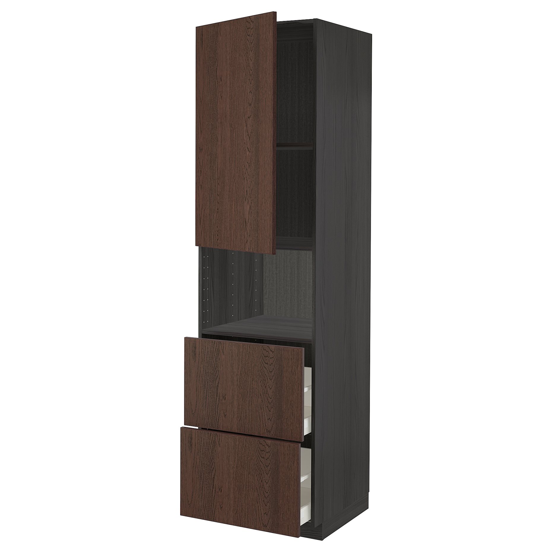 METOD/MAXIMERA, high cabinet for microwave with door/2 drawers, 60x60x220 cm, 894.598.20
