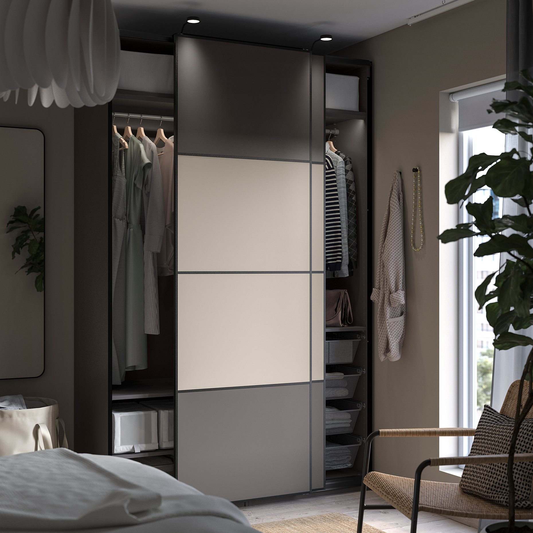PAX/MEHAMN, ντουλάπα με συρόμενες πόρτες, 150x66x236 cm, 895.028.90