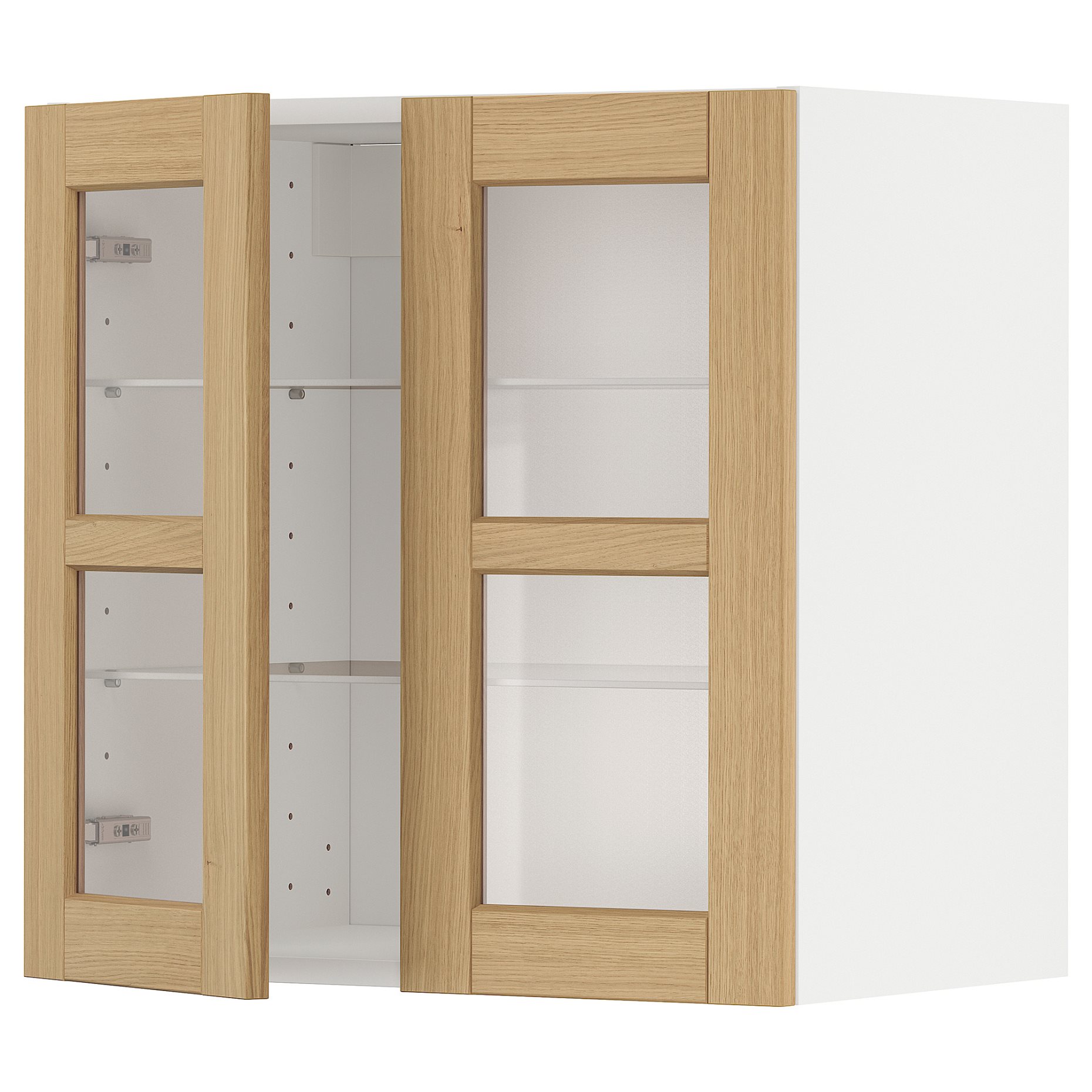 METOD, wall cabinet with shelves/2 glass doors, 60x60 cm, 895.093.54