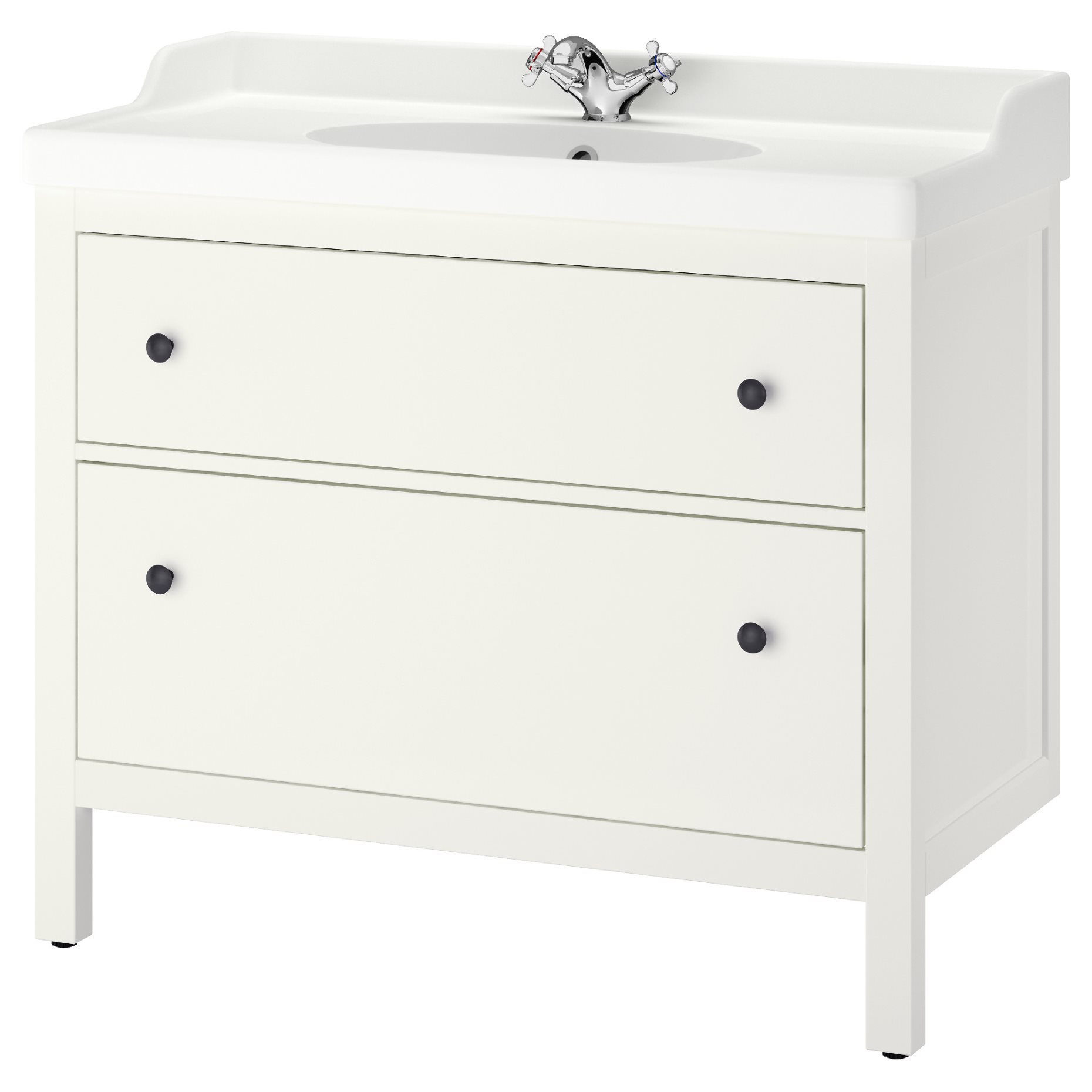 HEMNES/RUTSJON, βάση νιπτήρα με συρτάρια/νιπτήρα/μπαταρία, 102x49x95 cm, 895.468.27