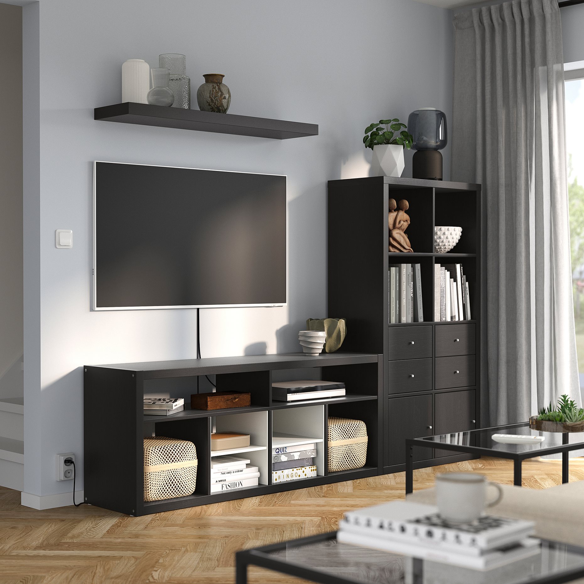 KALLAX/LACK, TV storage combination, 224x39x147 cm, 895.521.73