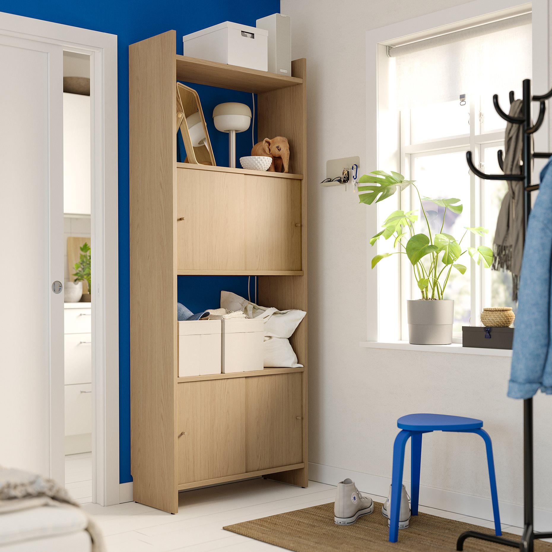 LÅDMAKARE, storage combination with sliding doors and shelf, 81x35x212 cm, 895.639.92