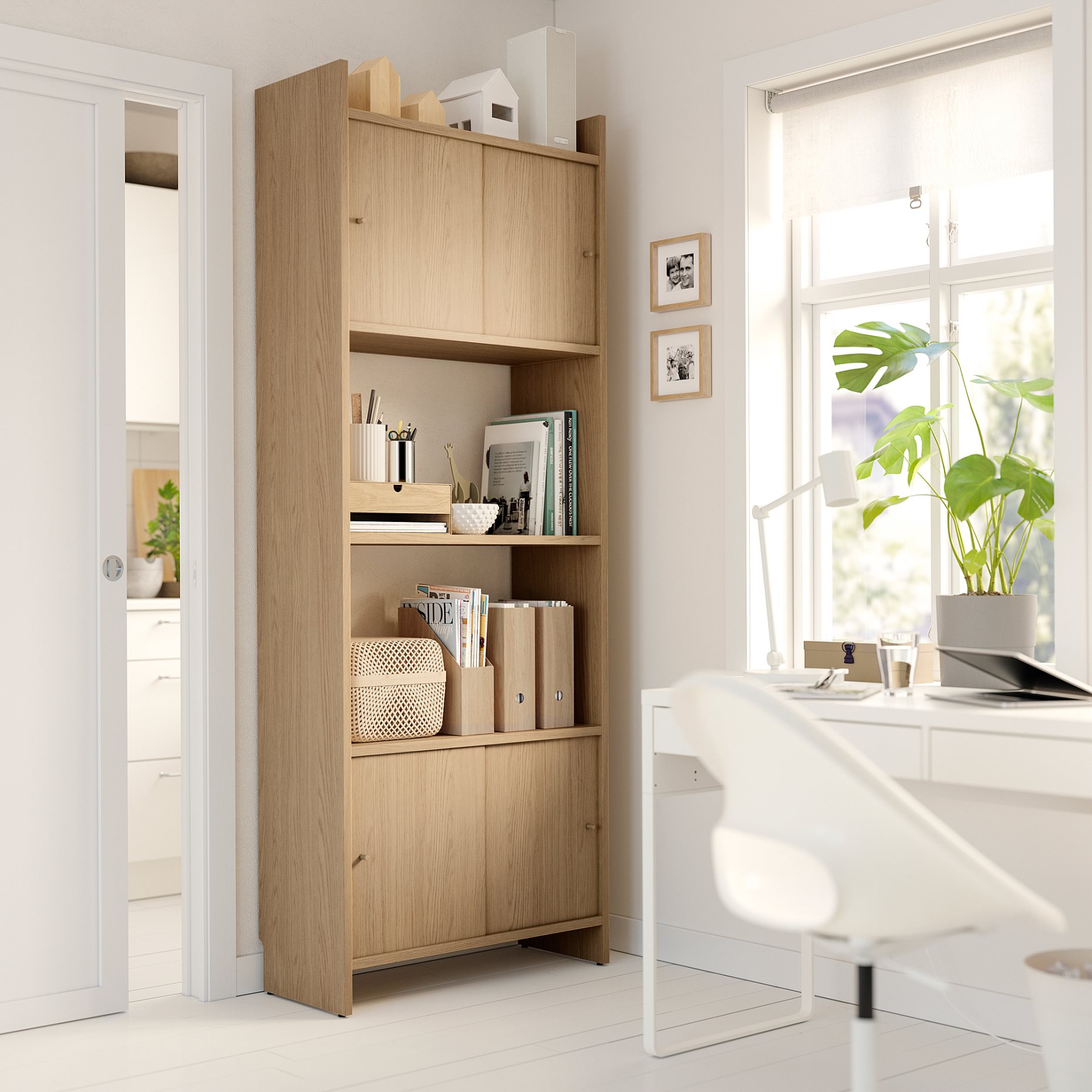 LÅDMAKARE, storage combination with sliding doors and shelf, 81x35x212 cm, 895.639.92