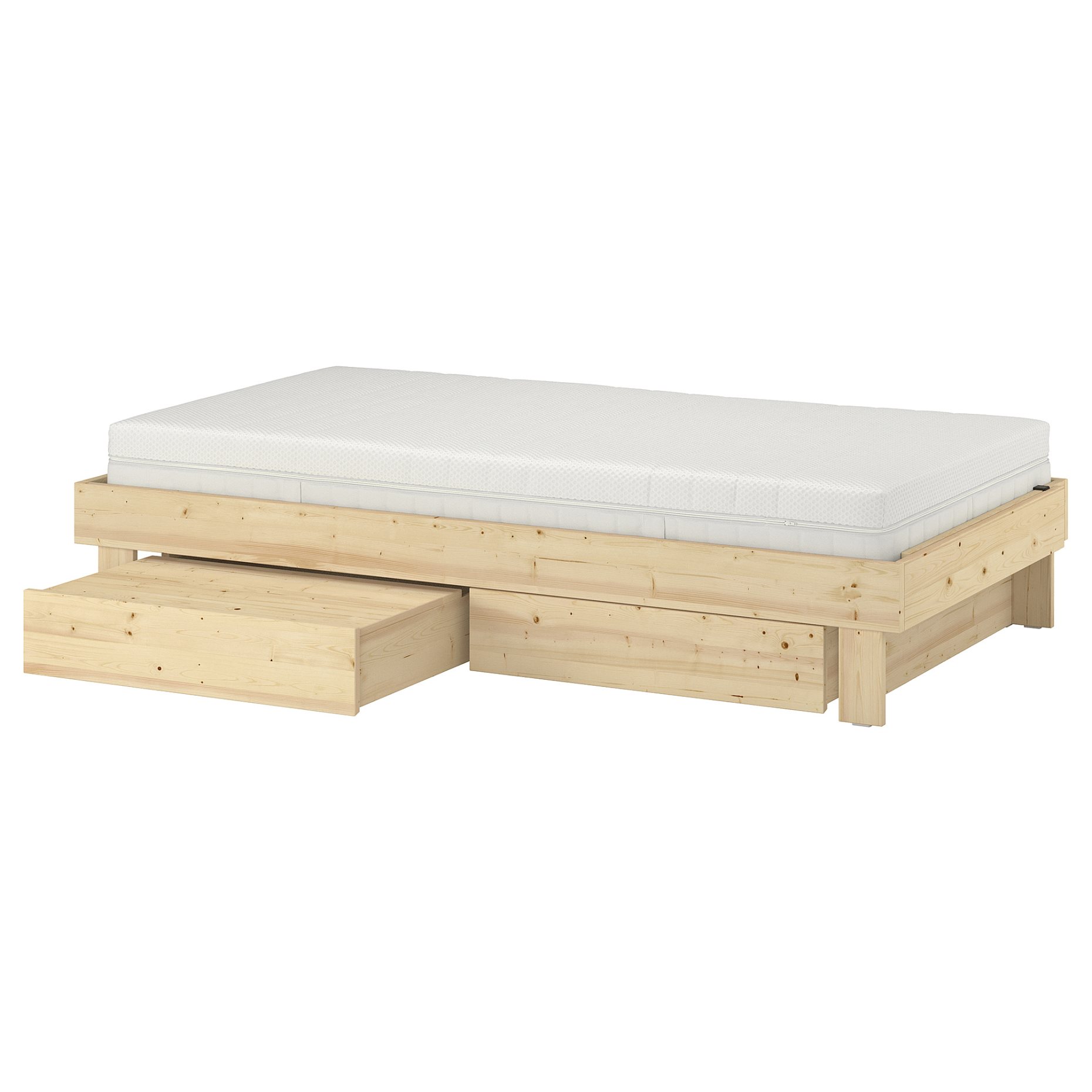 GLAMBERGET, bed frame with storage and mattress, 90x200 cm, 895.684.90