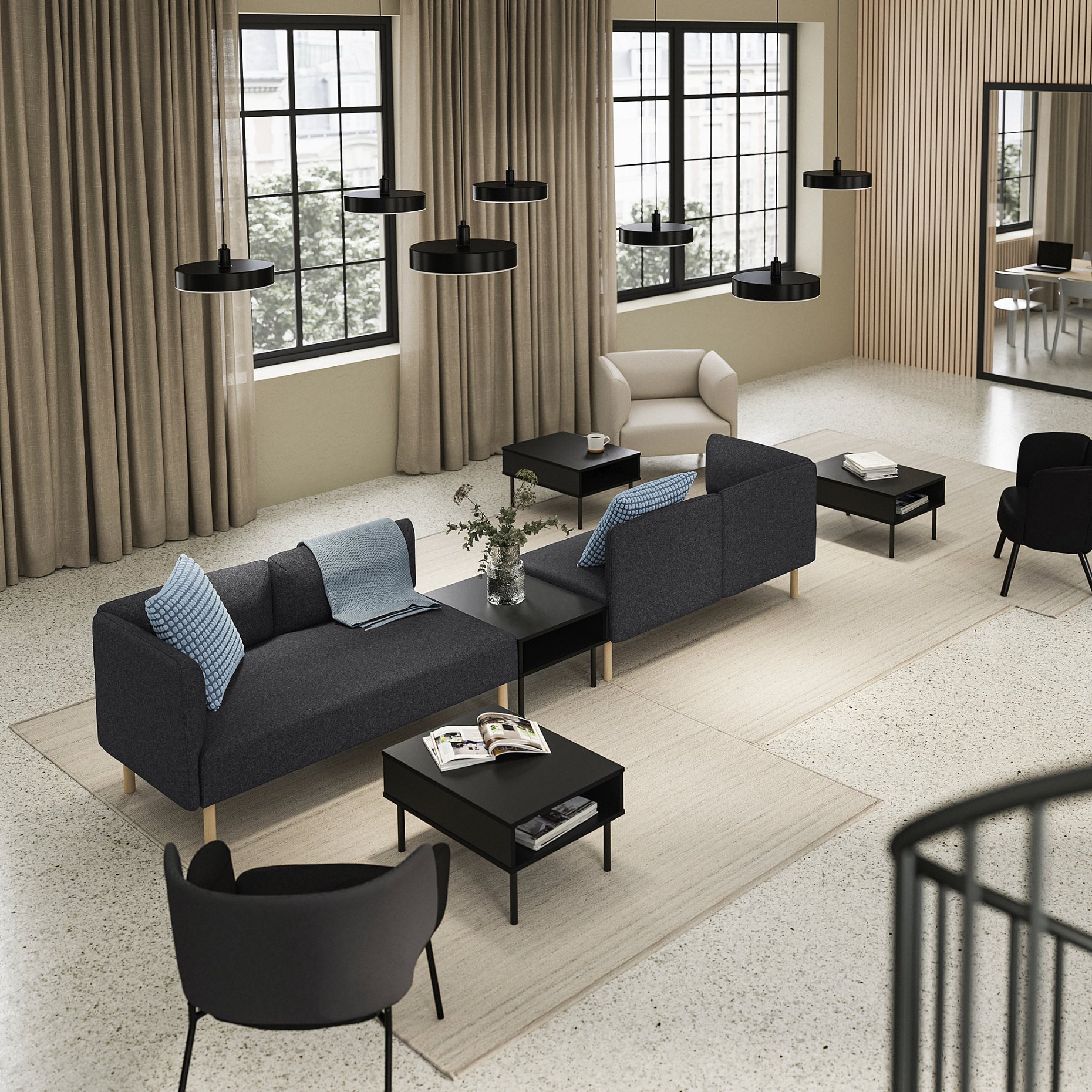 LILLEHEM, 4-seat modular sofa with side table, 895.697.53