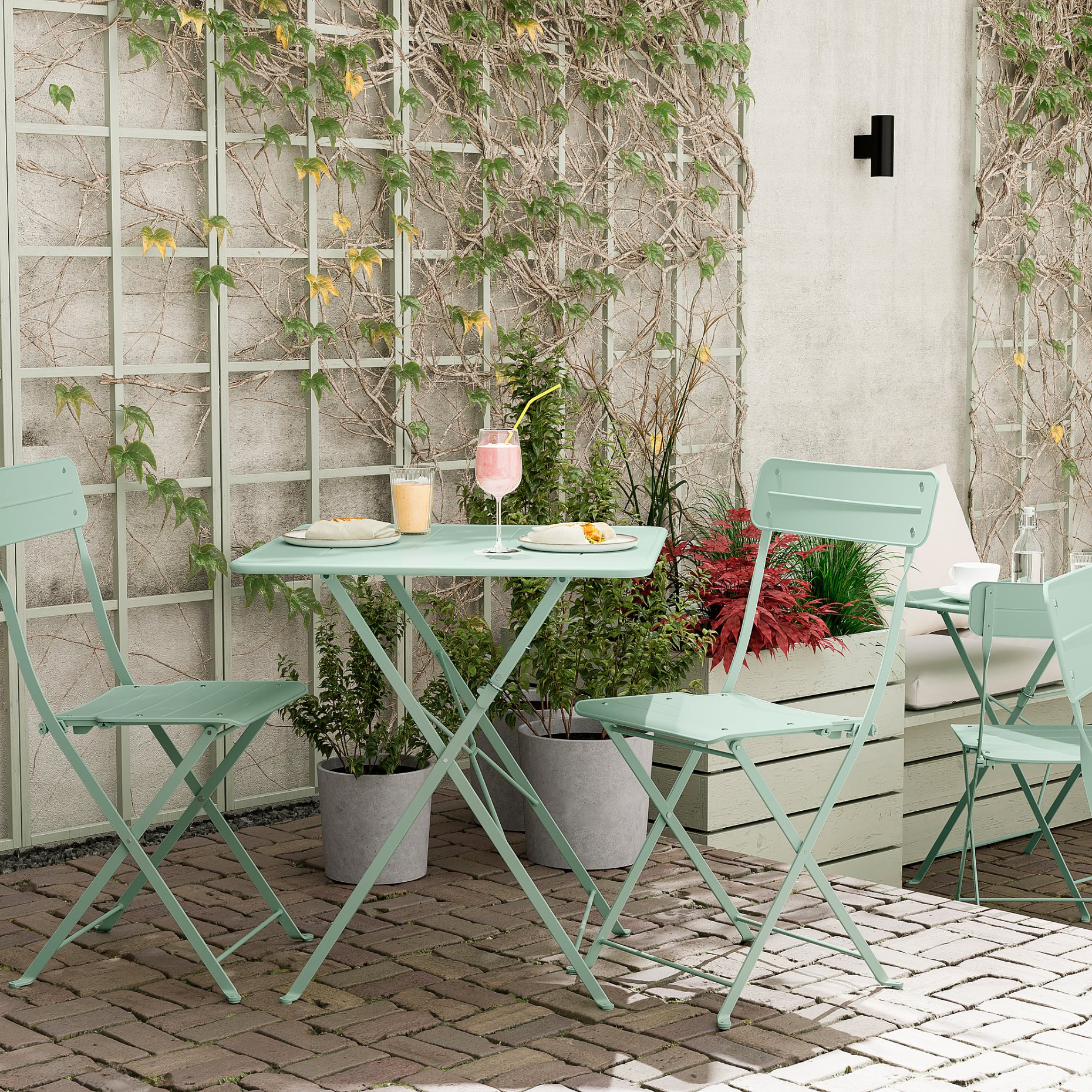 SUNDSÖ, table and 2 folding chairs/outdoor, 65x65 cm, 895.730.24