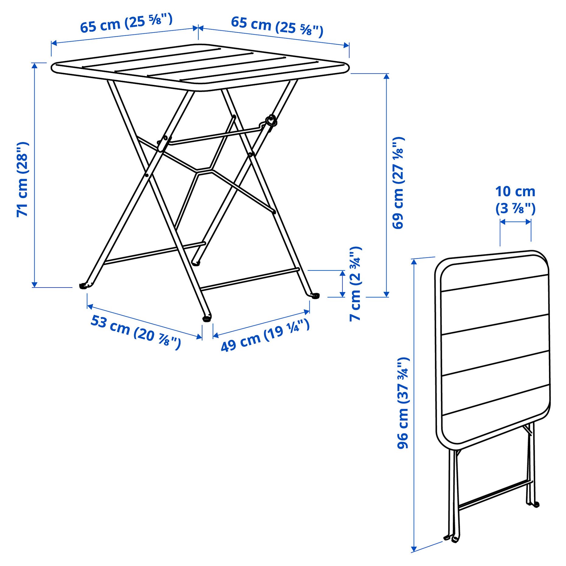 SUNDSÖ, table and 2 folding chairs/outdoor, 65x65 cm, 895.730.24