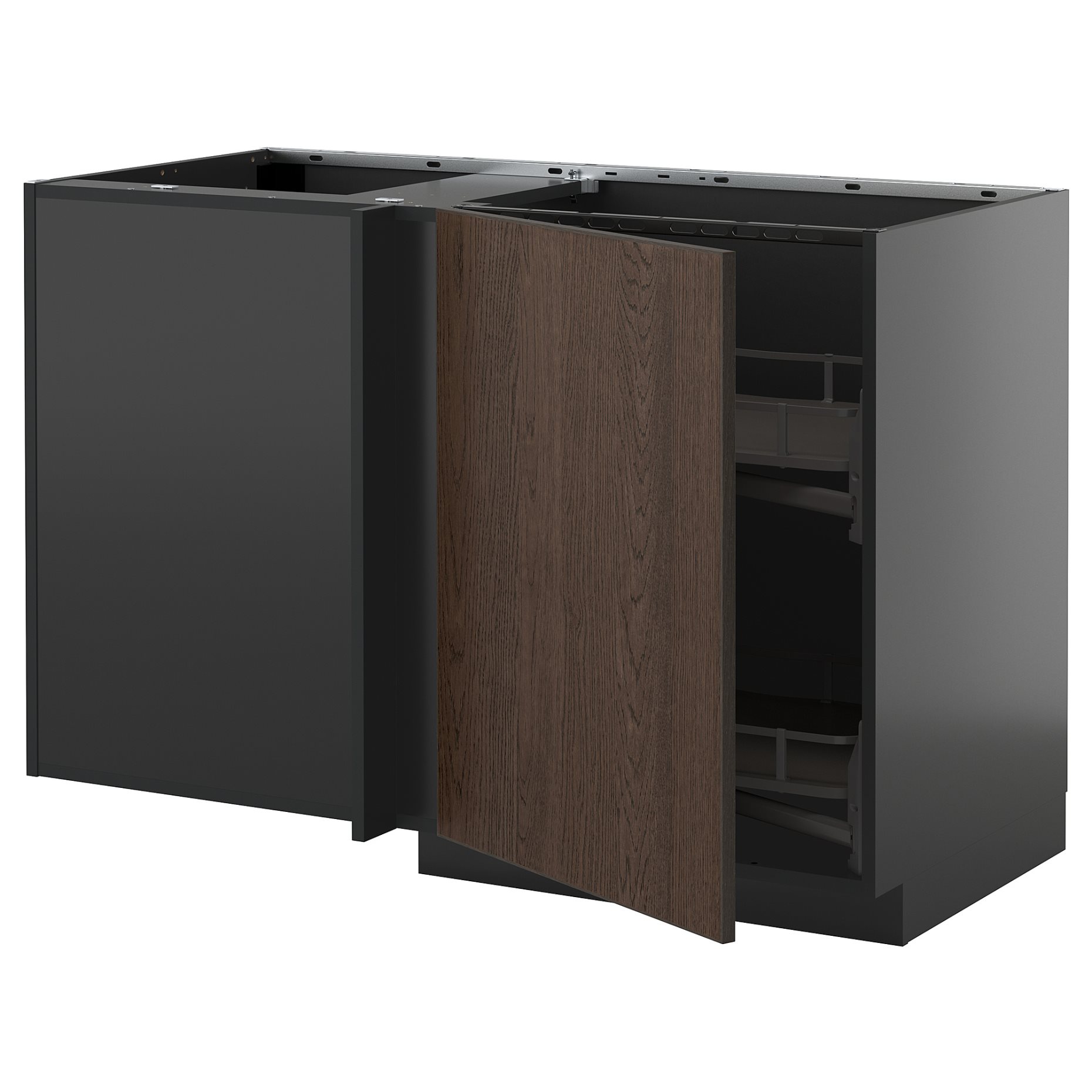 METOD, corner base cabinet with pull-out fitting, 128x68 cm, 895.883.46