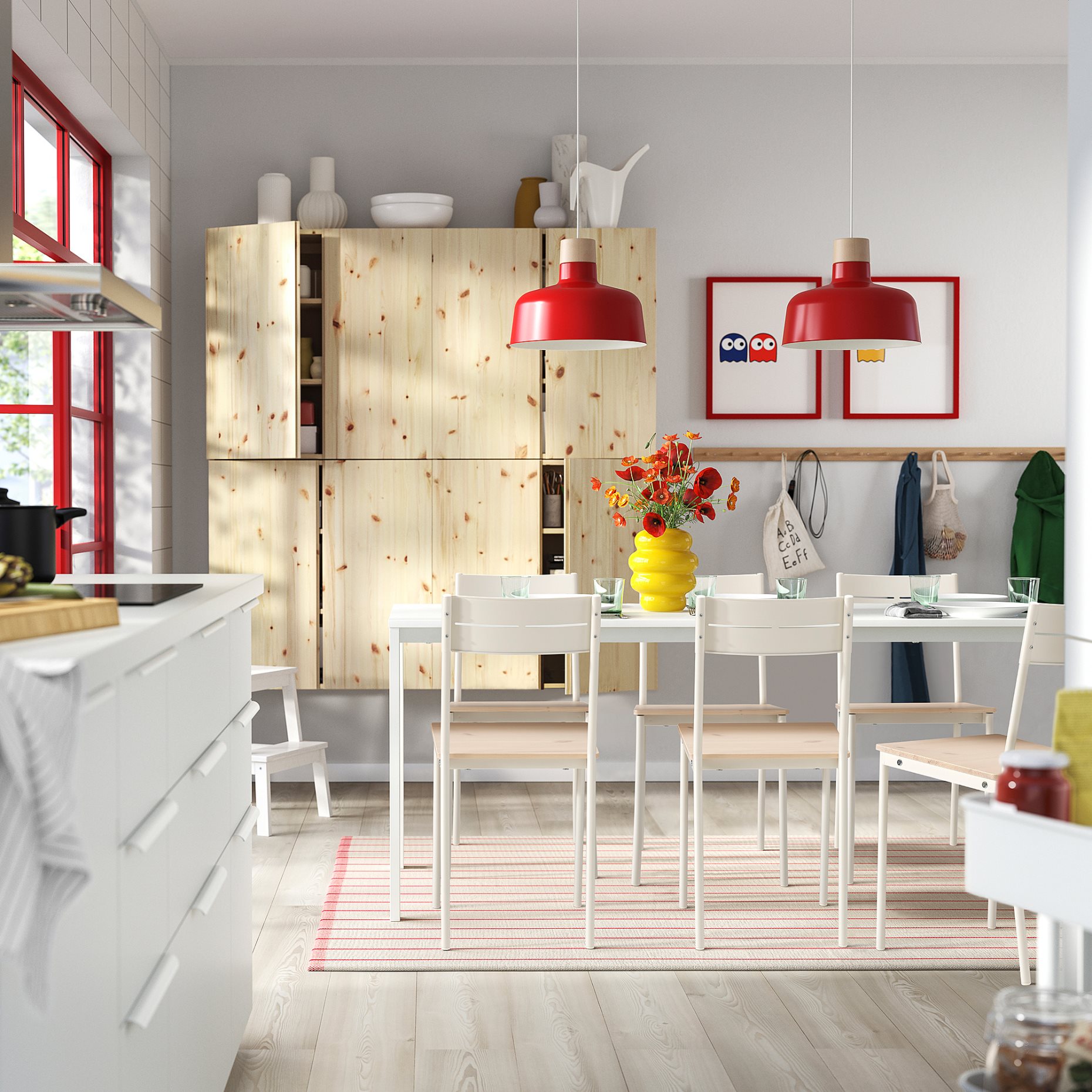 VIHALS/BUSLÄTT, table and 6 chairs, 120/180x74 cm, 895.905.04