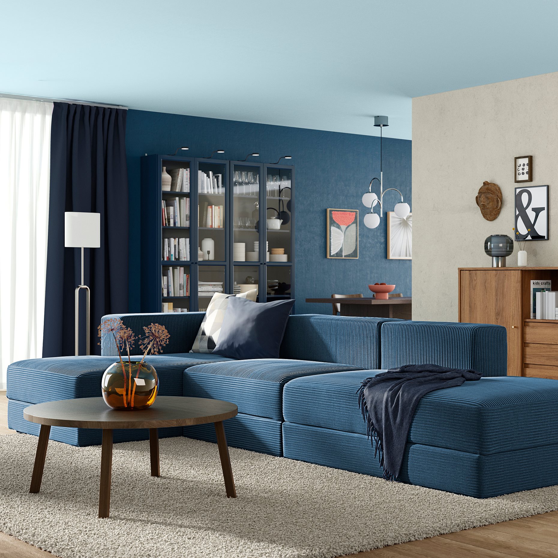 JÄTTEBO, 3,5-seat modular sofa with chaise longue, 896.076.89