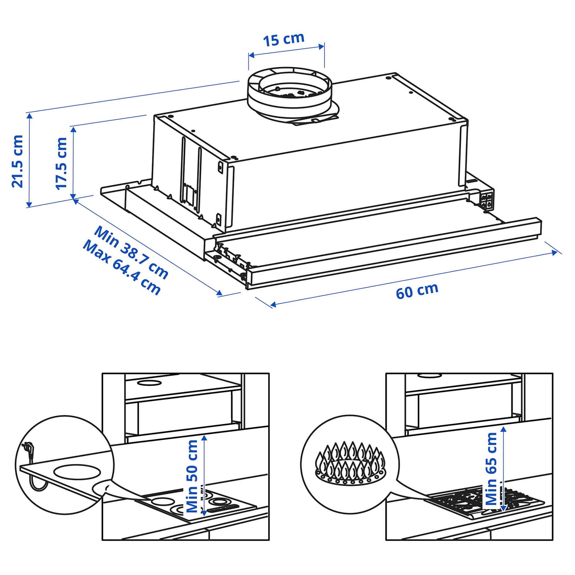 UTDRAG, built-in extractor hood, 60 cm, 903.923.29
