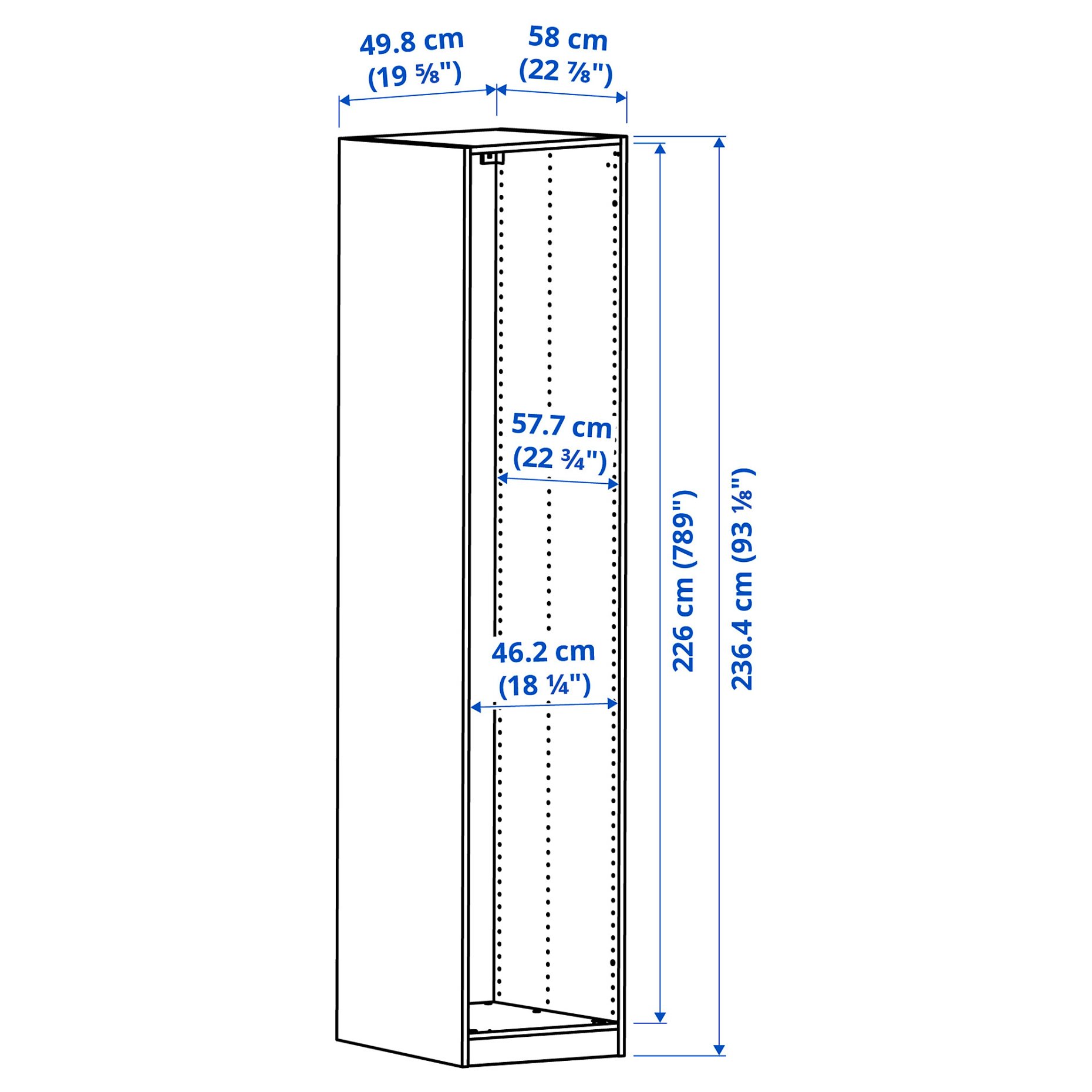 PAX, σκελετός ντουλάπας, 50x58x236 cm, 904.582.21