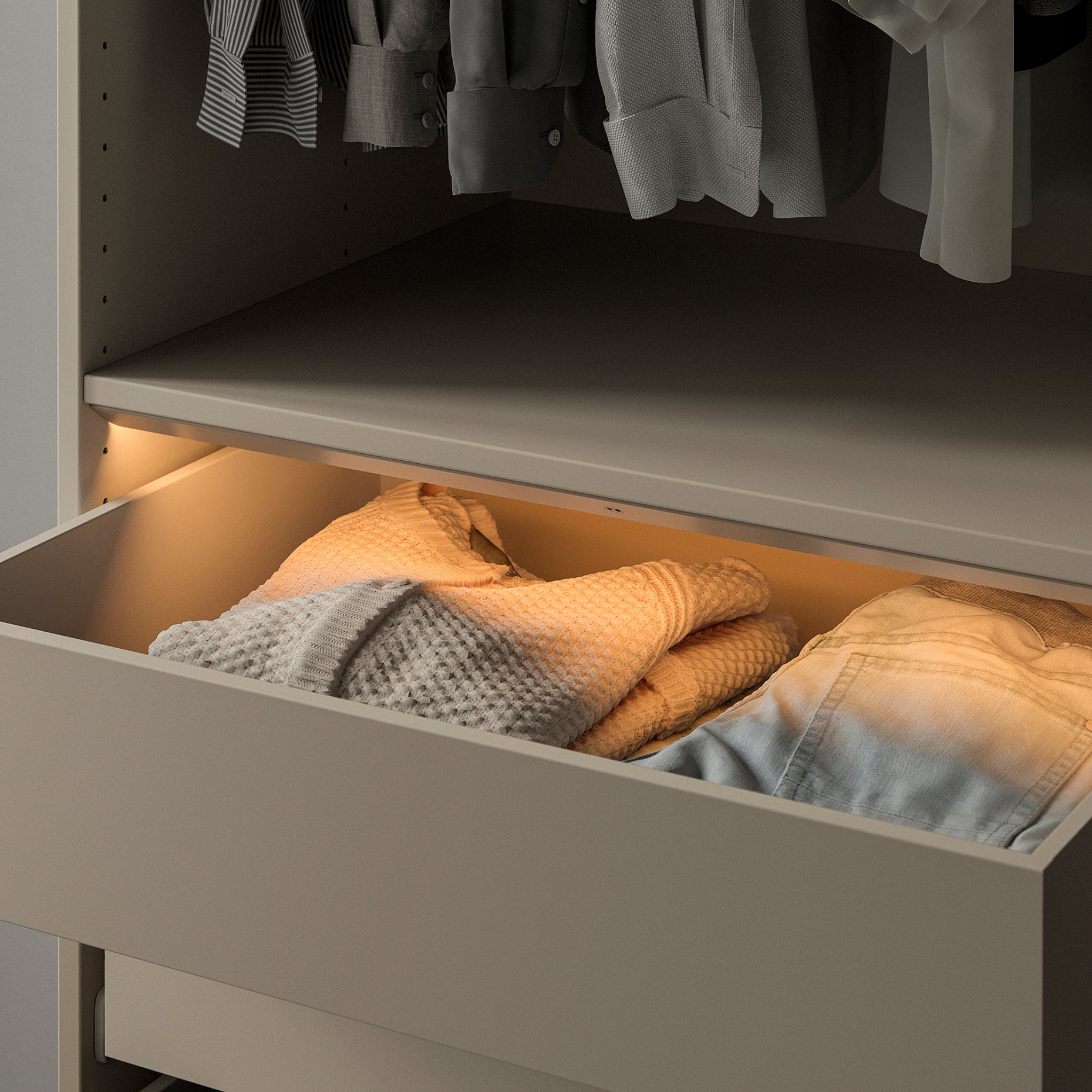ÖVERSIDAN, wardrobe strip with built-in LED light source and sensor dimmable, 71 cm, 904.749.09