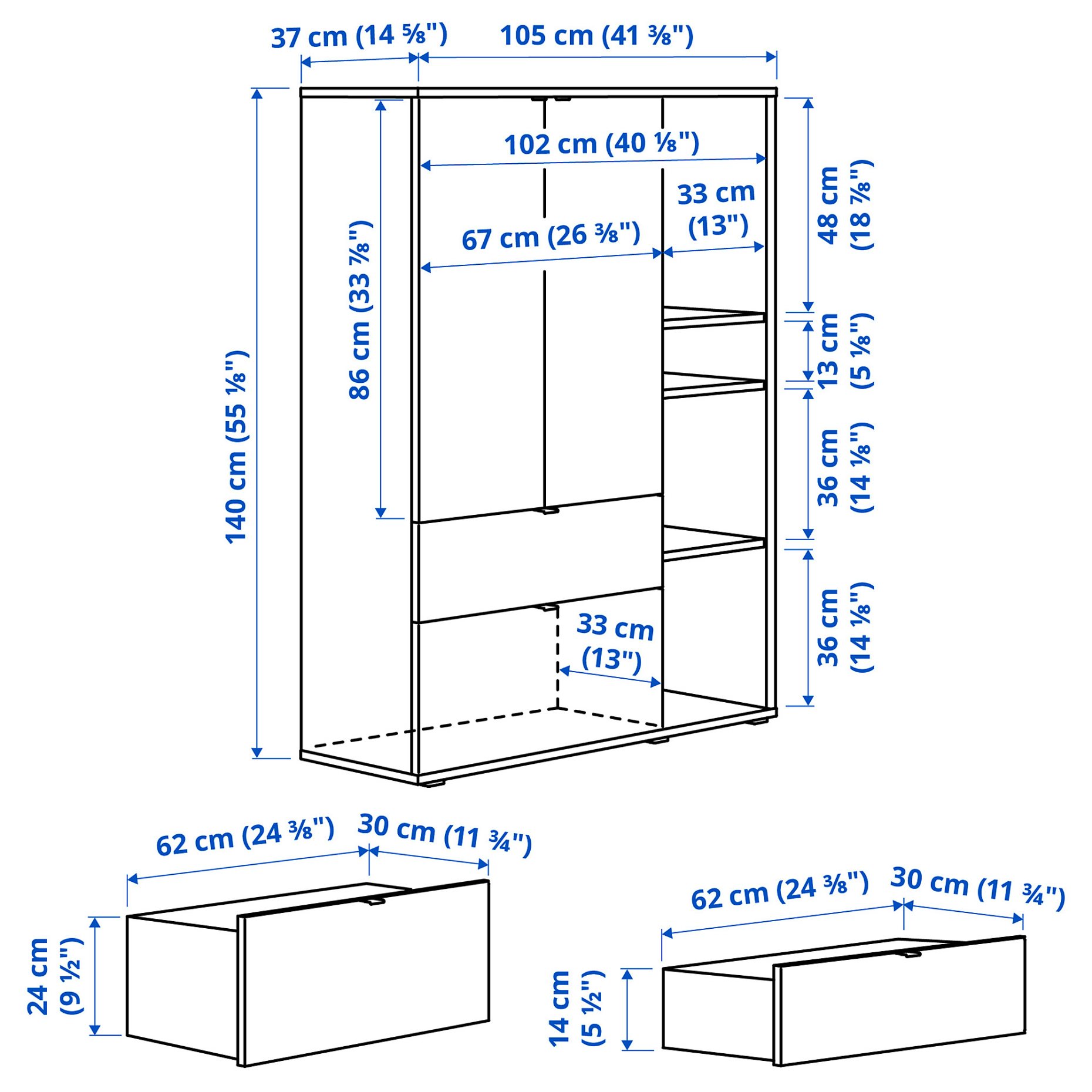 VIHALS, μονάδα αποθήκευσης, 105x37x140 cm, 904.832.68