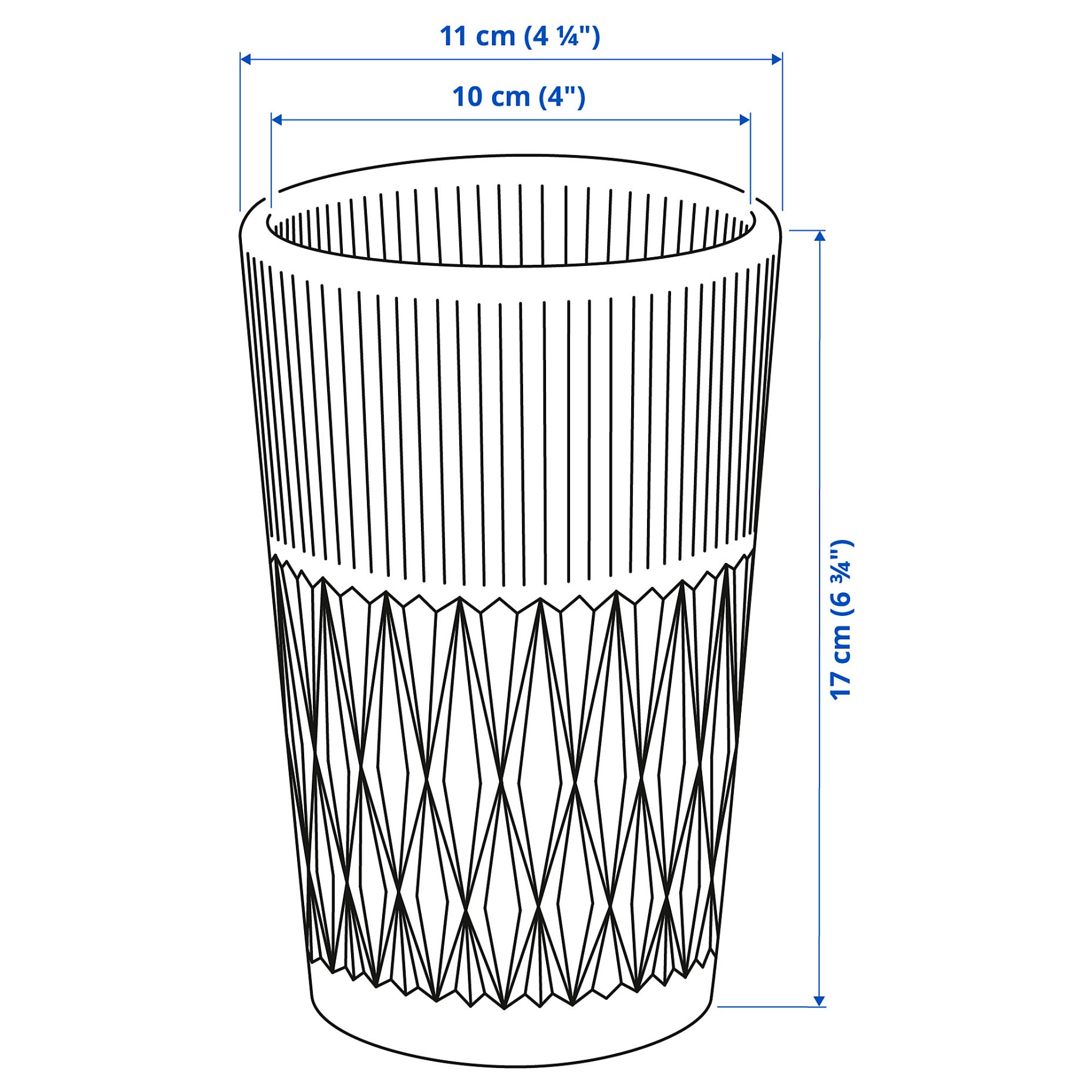 SMÄLLSPIREA, vase/glass/patterned, 17 cm, 905.421.78