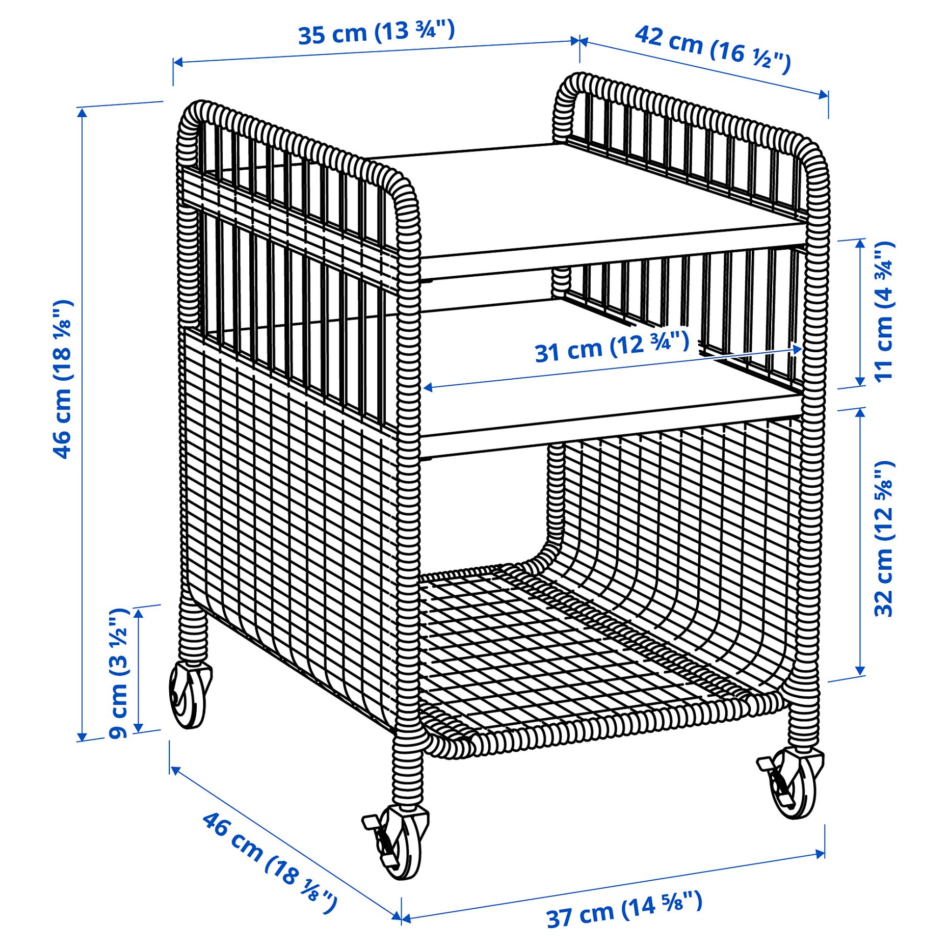FRYKSAS, μονάδα αποθήκευσης με ροδάκια, 37x53 cm, 905.741.74