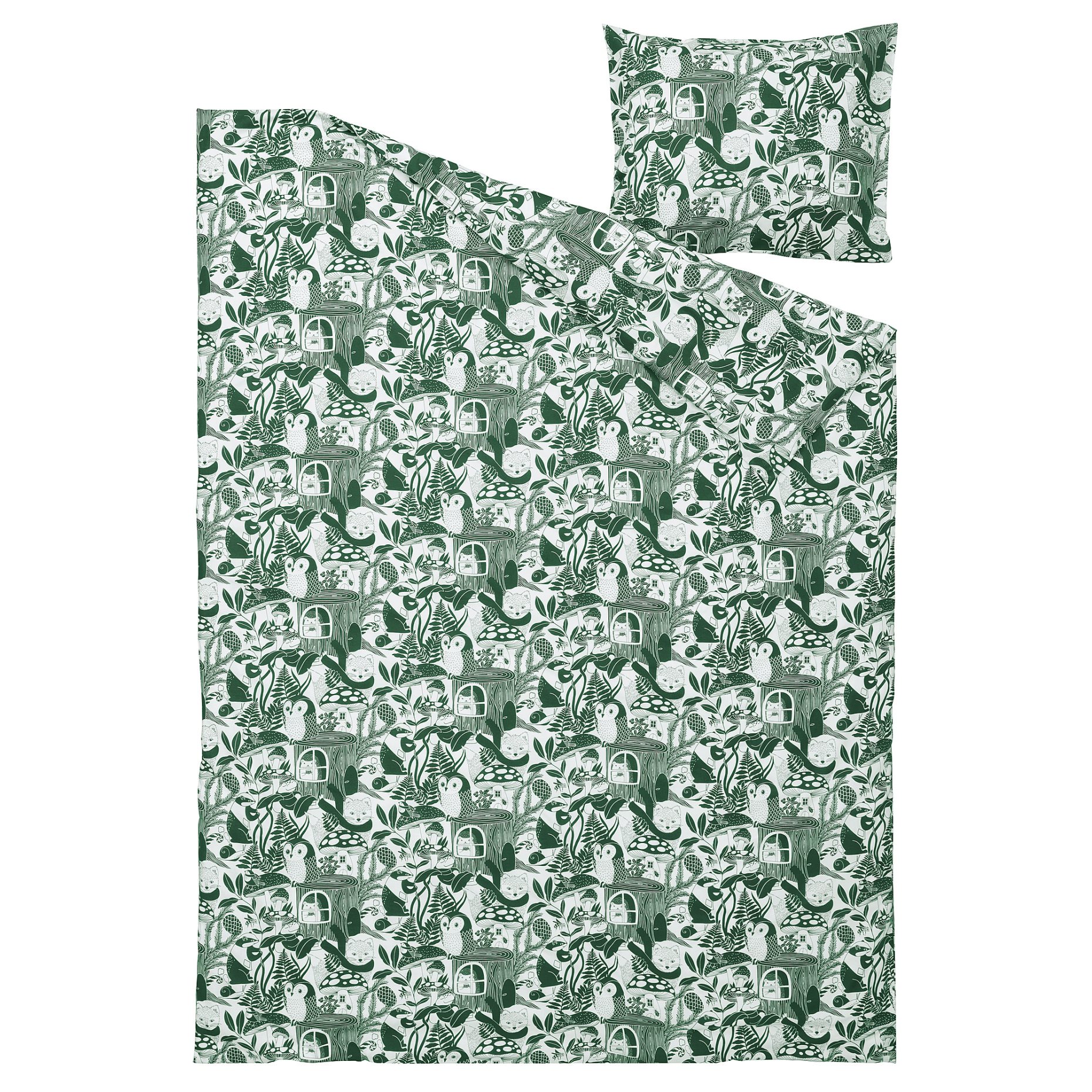 SKOGSDUVA, παπλωματοθήκη και μαξιλαροθήκη/δάσος, 150x200/50x60 cm, 905.768.04