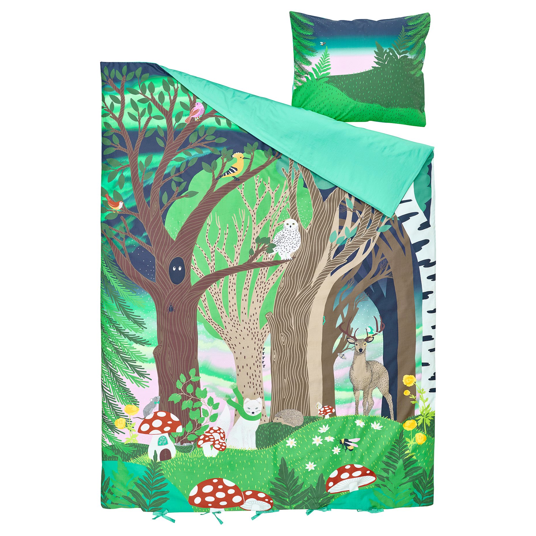 SKOGSDUVA, παπλωματοθήκη και μαξιλαροθήκη/δάσος, 150x200/50x60 cm, 905.768.56