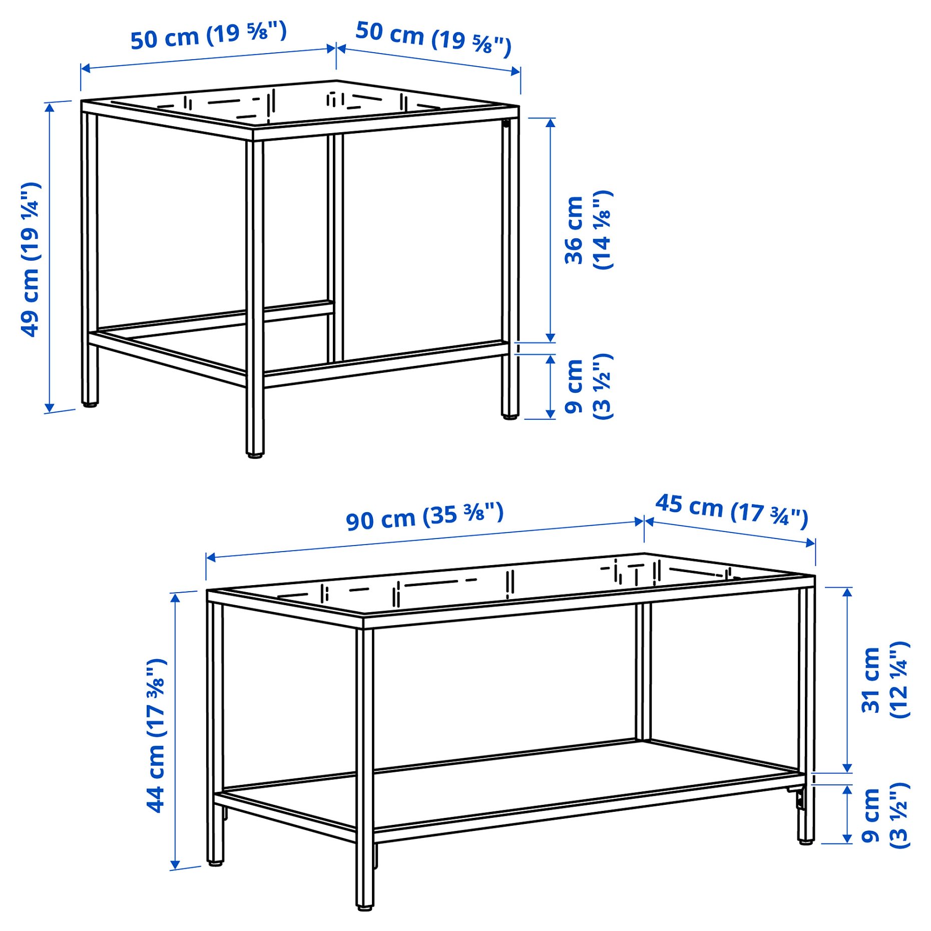 VITTSJÖ, nest of tables/set of 2, 90x50 cm, 906.043.50
