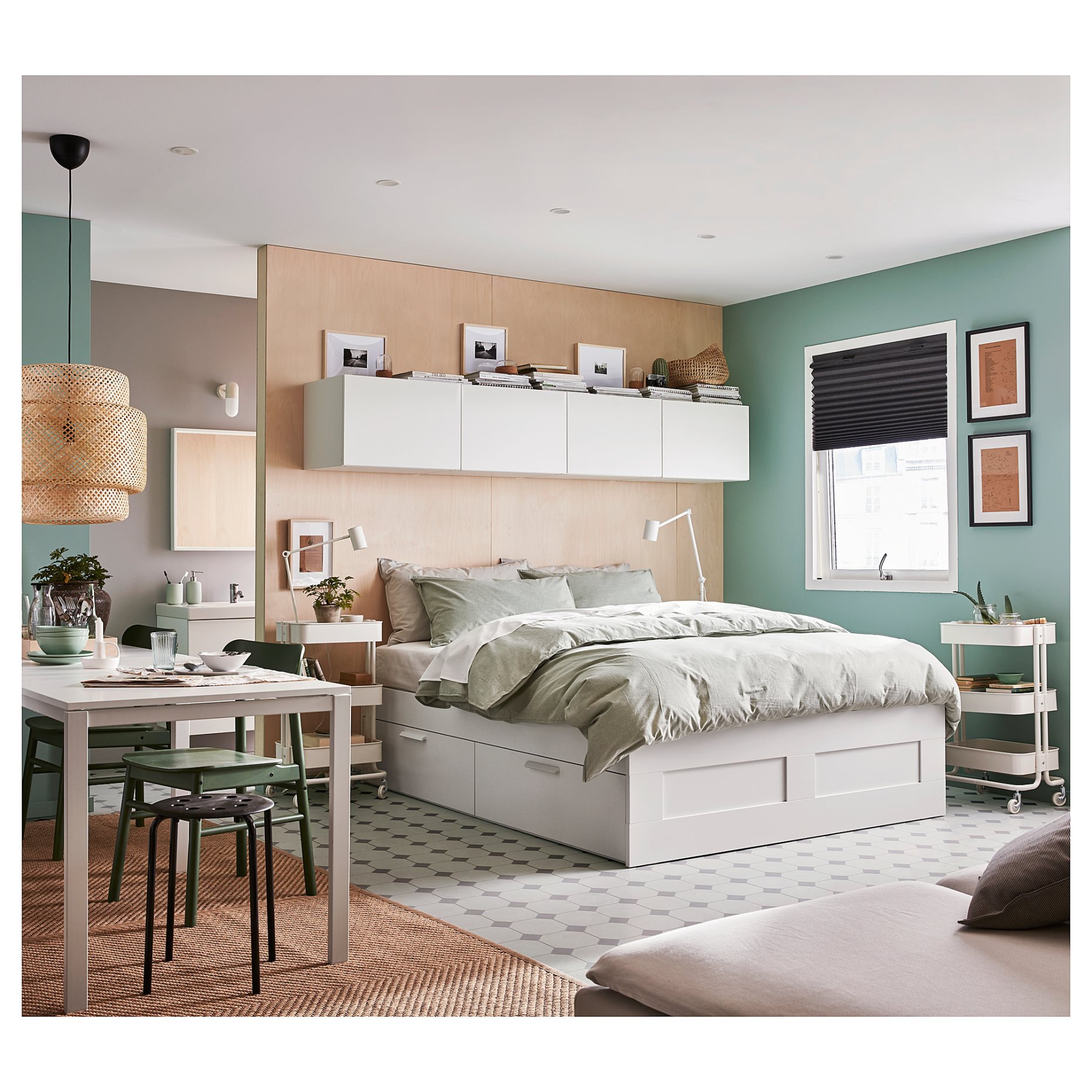 BRIMNES, bed frame with storage, 140X200 cm, 990.196.61