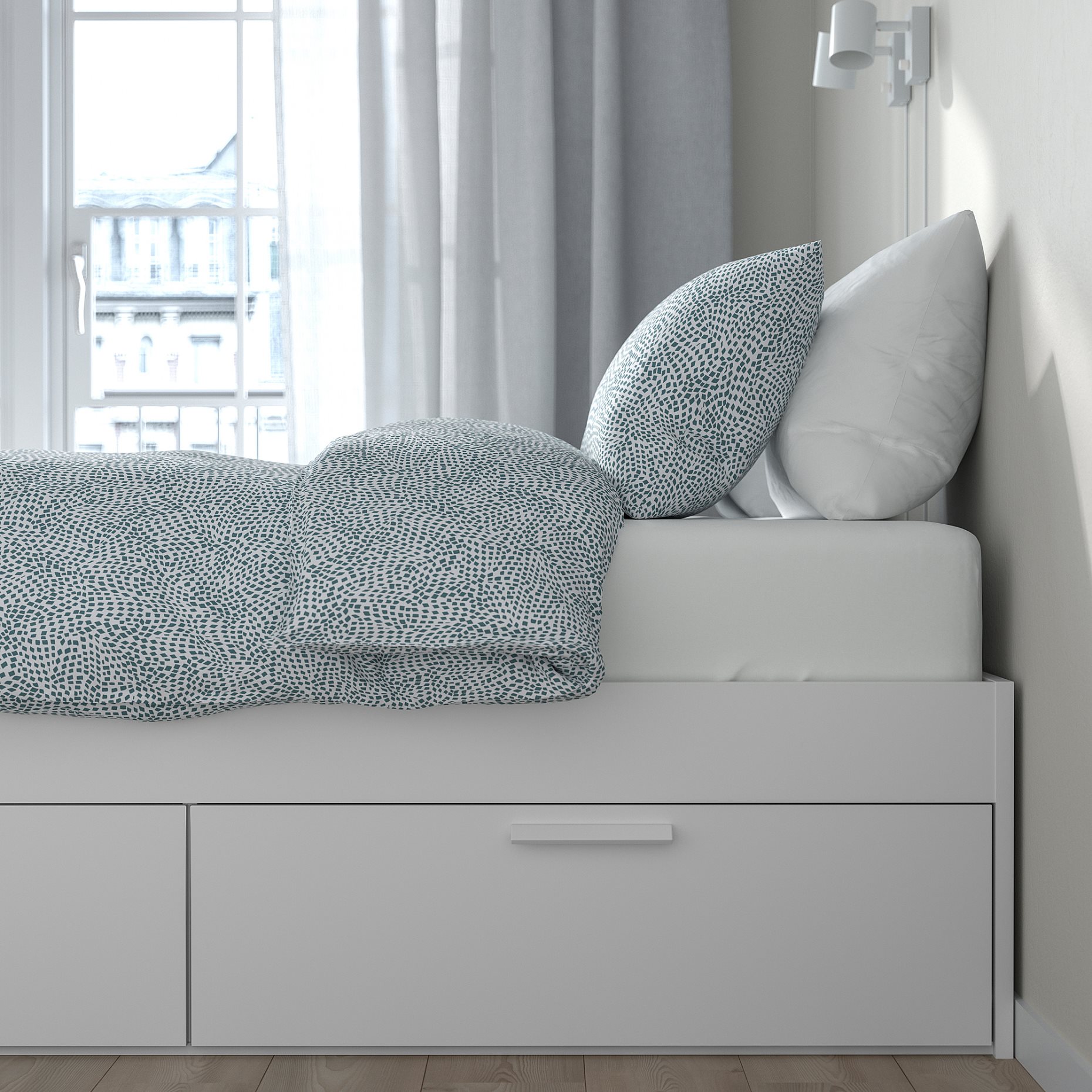 BRIMNES, bed frame with storage, 140X200 cm, 990.196.61