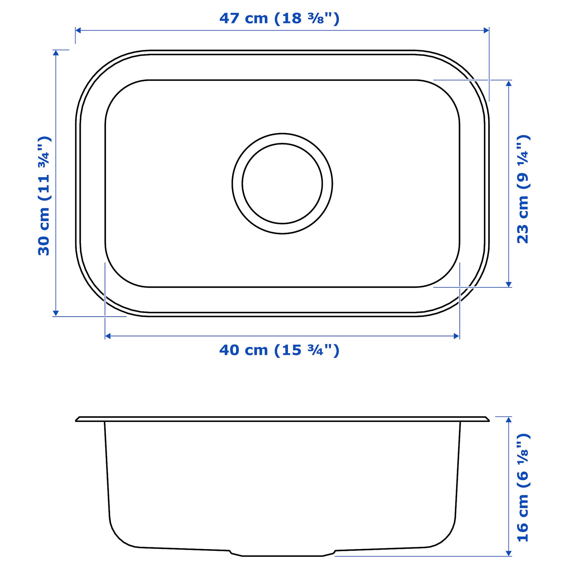 BOHOLMEN, inset sink 1 bowl, 47x30 cm, 991.575.01