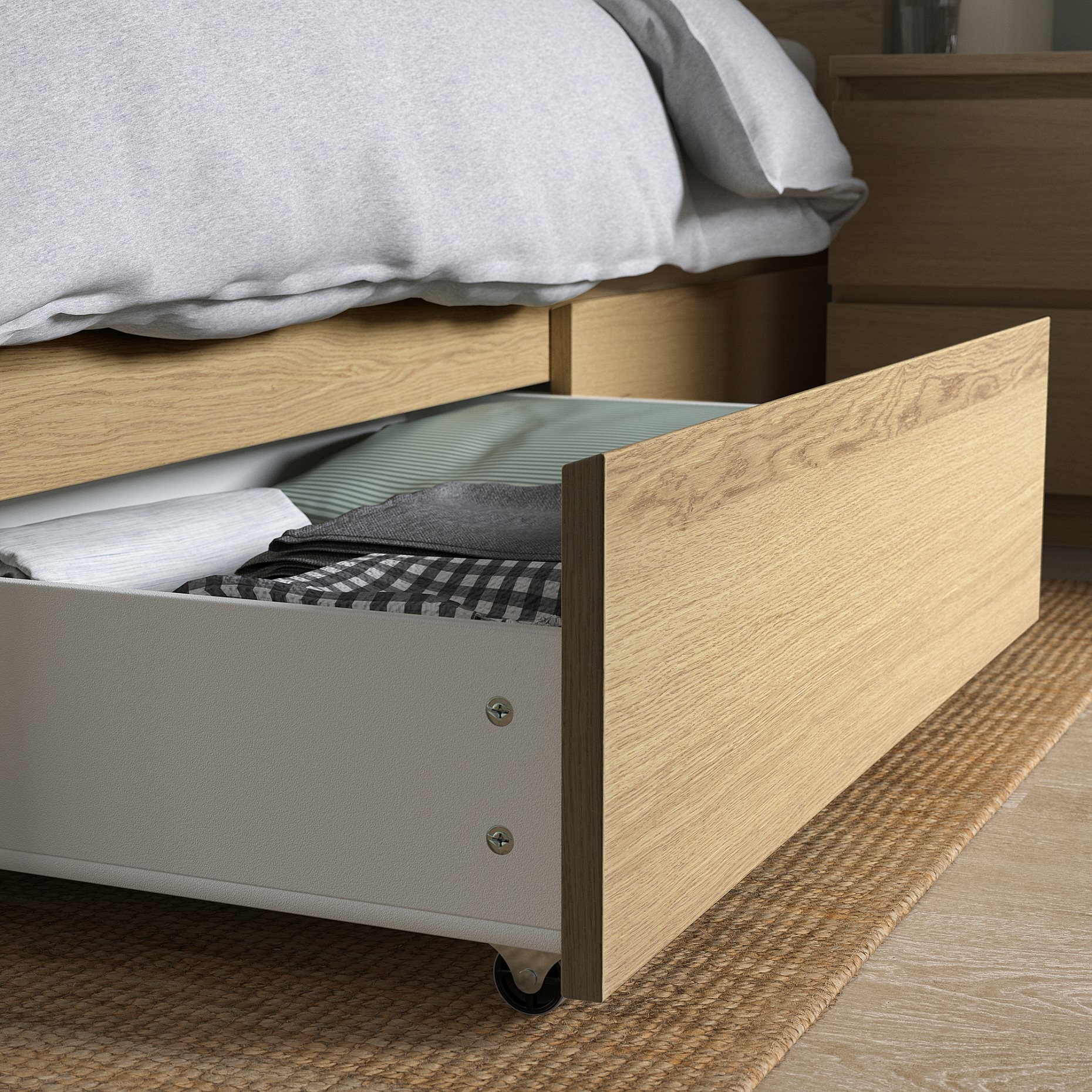MALM, bed frame/high with 4 storage boxes, 140X200 cm, 991.750.72