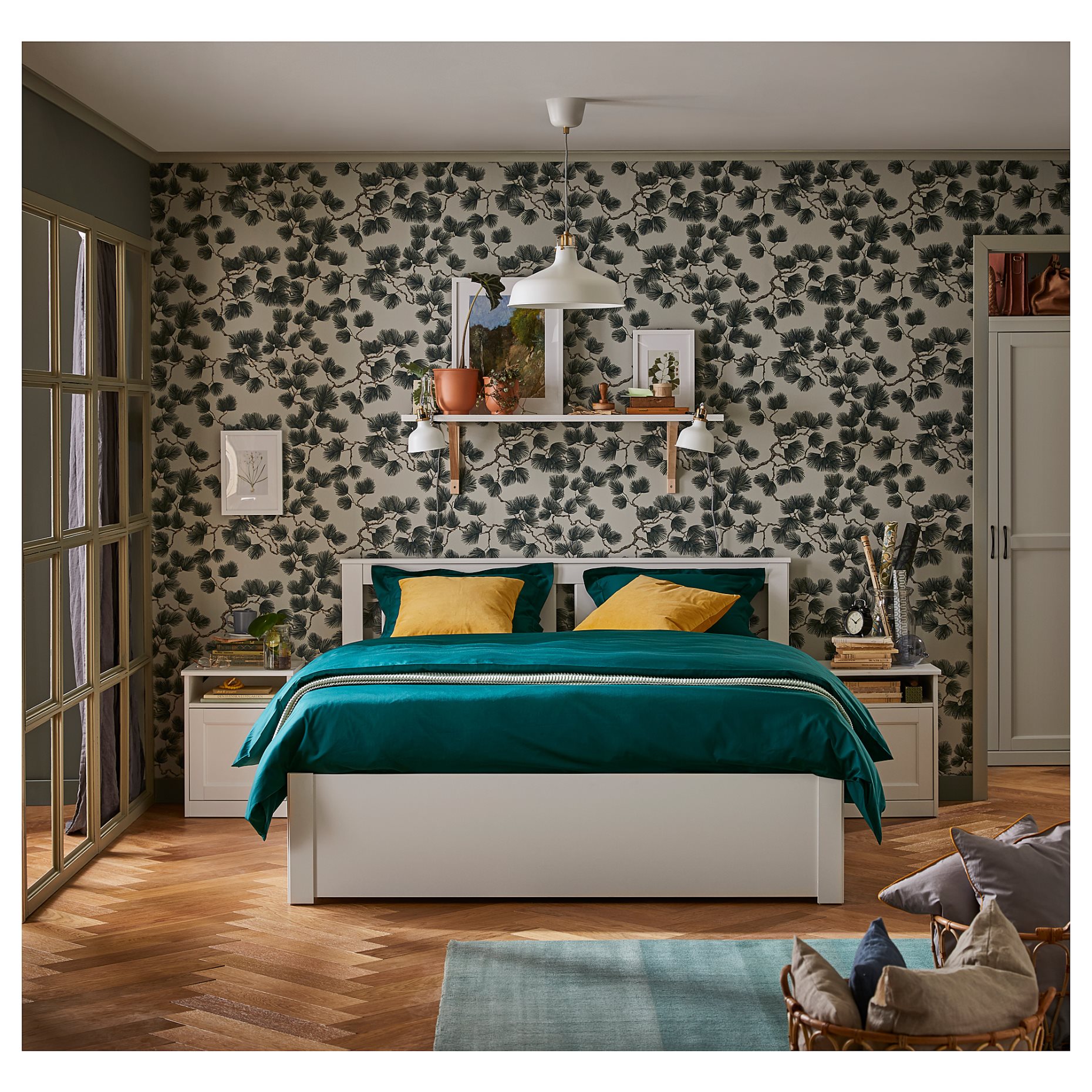 SONGESAND, bed frame with 4 storage boxes, 160X200 cm, 992.413.45