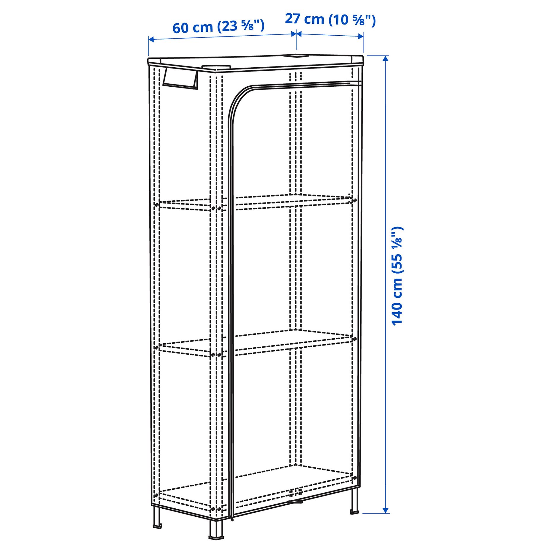HYLLIS, shelving unit with cover, 60x27x140 cm, 992.917.45