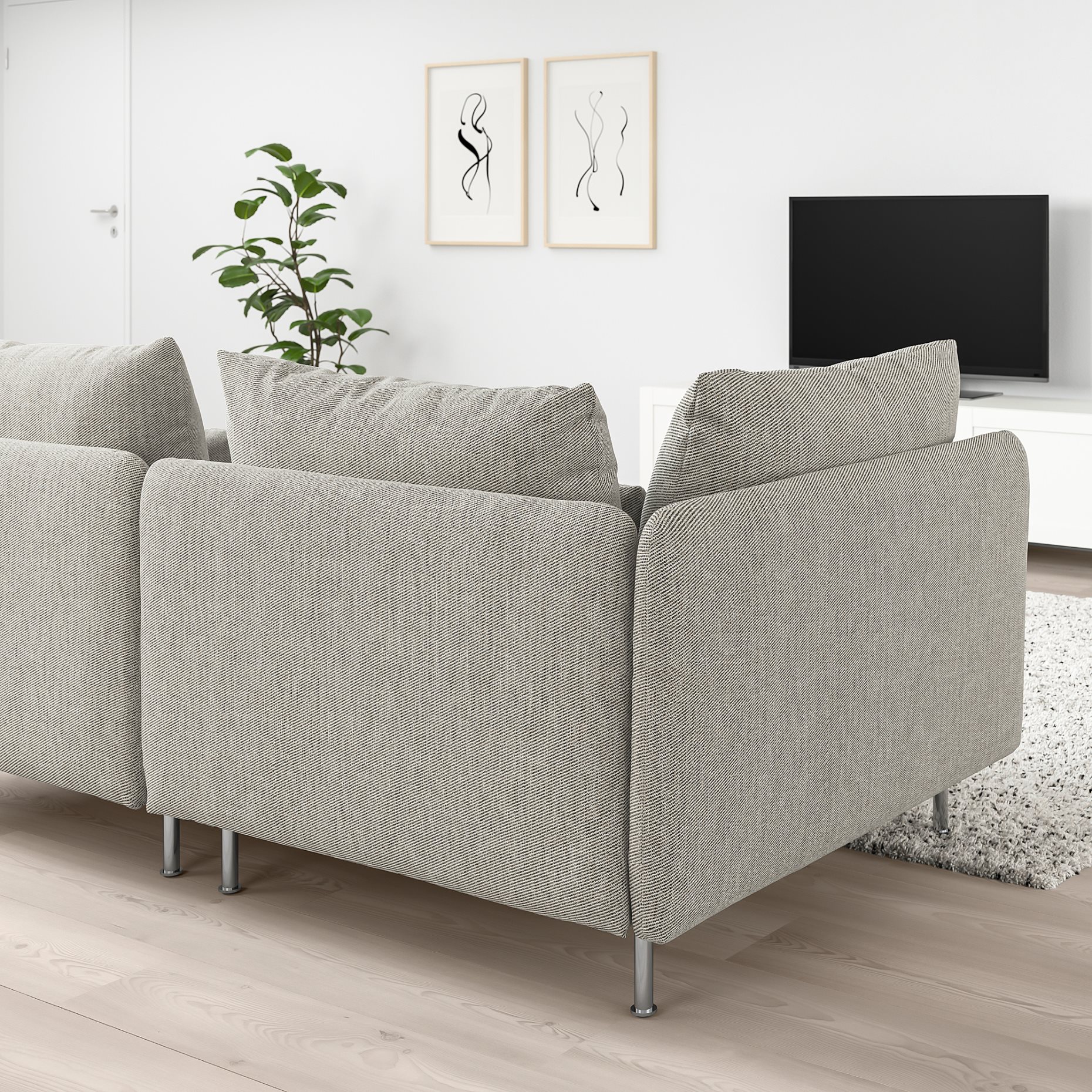 SÖDERHAMN, 3-seat sofa with open end, 993.056.91