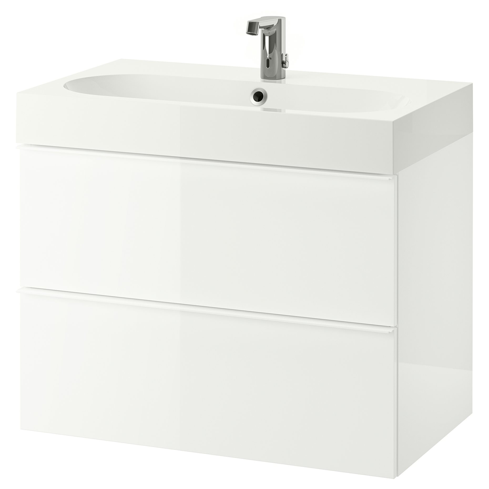 GODMORGON/BRAVIKEN, wash-stand with 2 drawers/high-gloss, 994.147.08