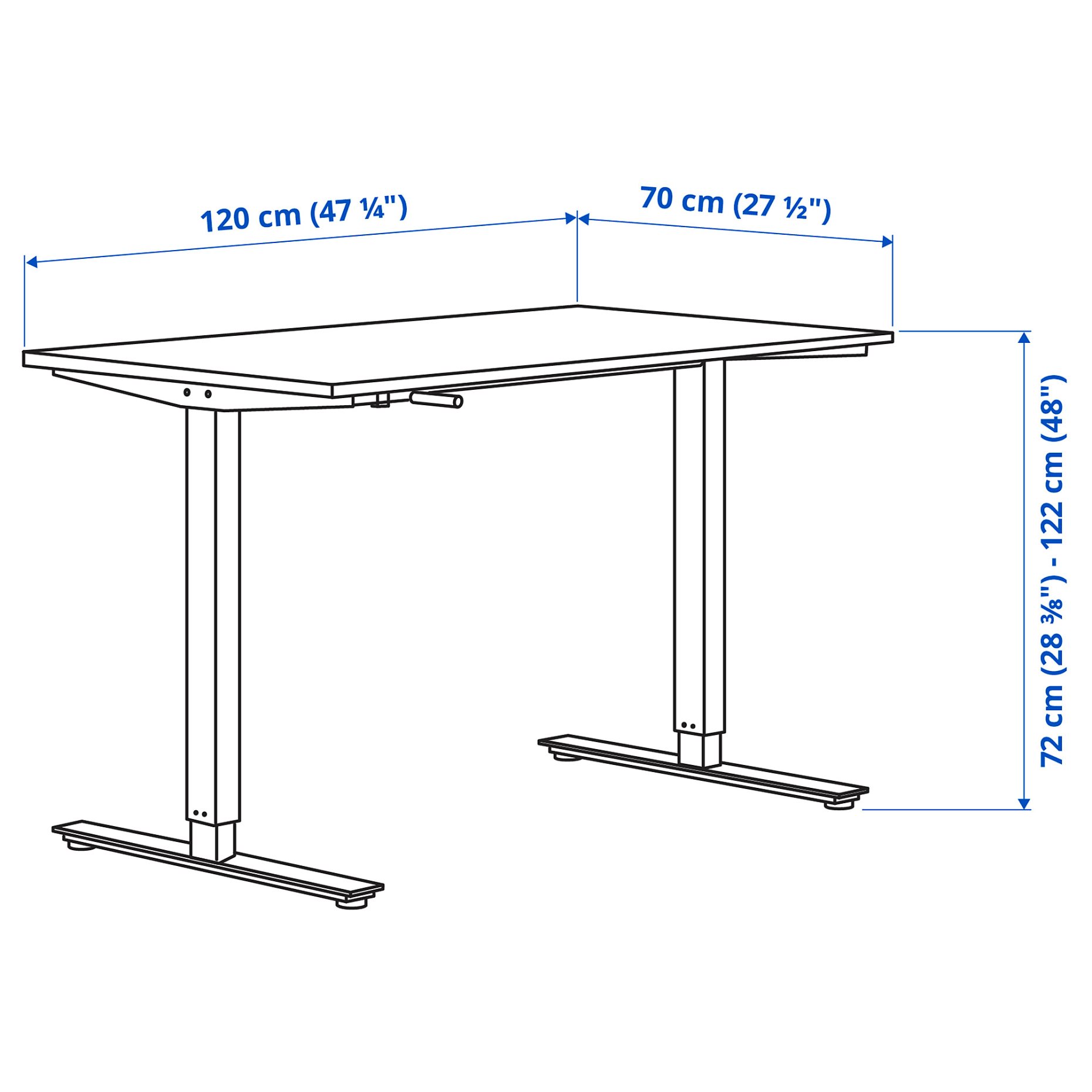 TROTTEN, desk sit/stand, 120x70 cm, 994.295.78
