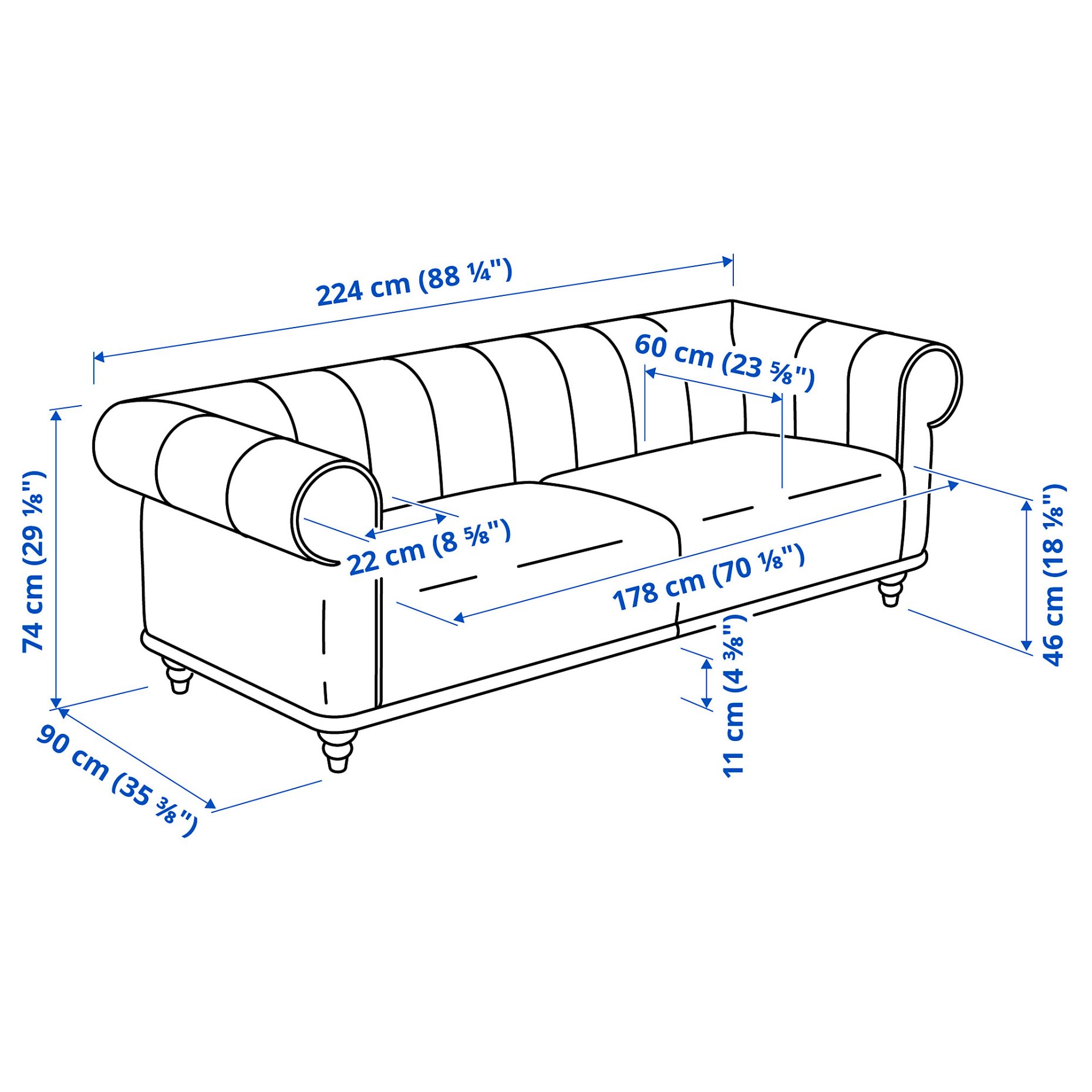 VISKAFORS, 3-seat sofa, 994.433.67
