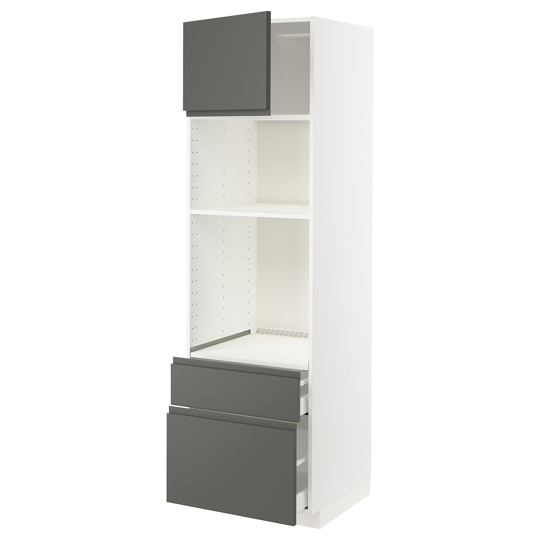 METOD, high cabinet for oven/microwave with door/2 drawers, 60x60x200 cm, 994.554.16