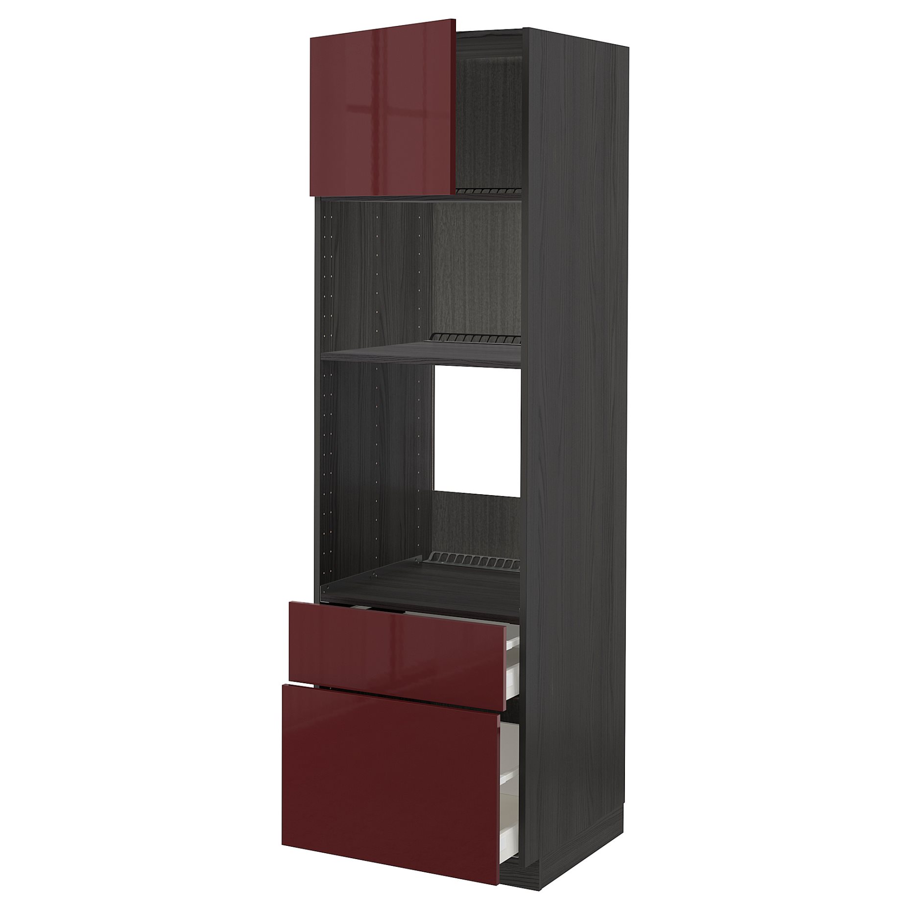 METOD/MAXIMERA, ψηλό ντουλάπι για φούρνο/φούρνο μικροκυμάτων με πόρτα/2 συρτάρια, 60x60x200 cm, 994.653.64