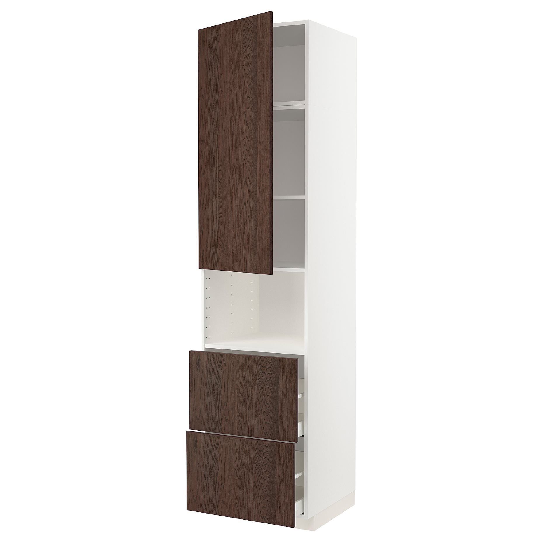 METOD, high cabinet for microwave with door/2 drawers, 60x60x240 cm, 994.660.33