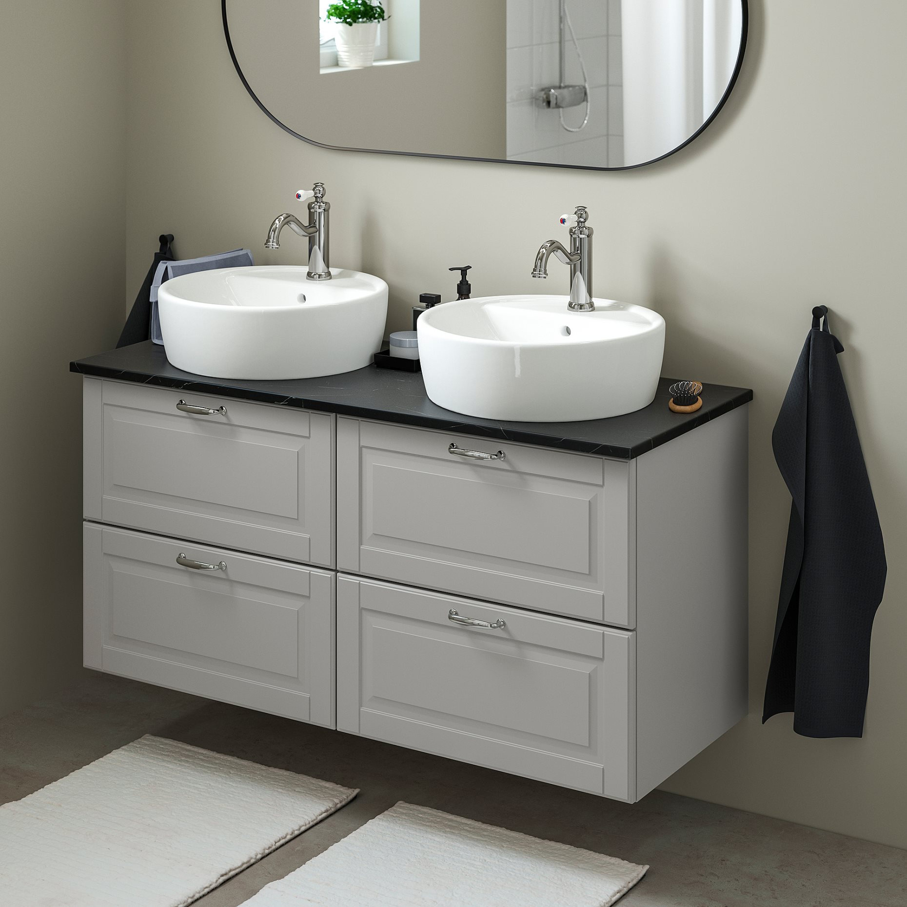 GODMORGON/TOLKEN/TORNVIKEN, βάση νιπτήρα με πάγκο/νιπτήρα 45, 122x49x74 cm, 994.853.76