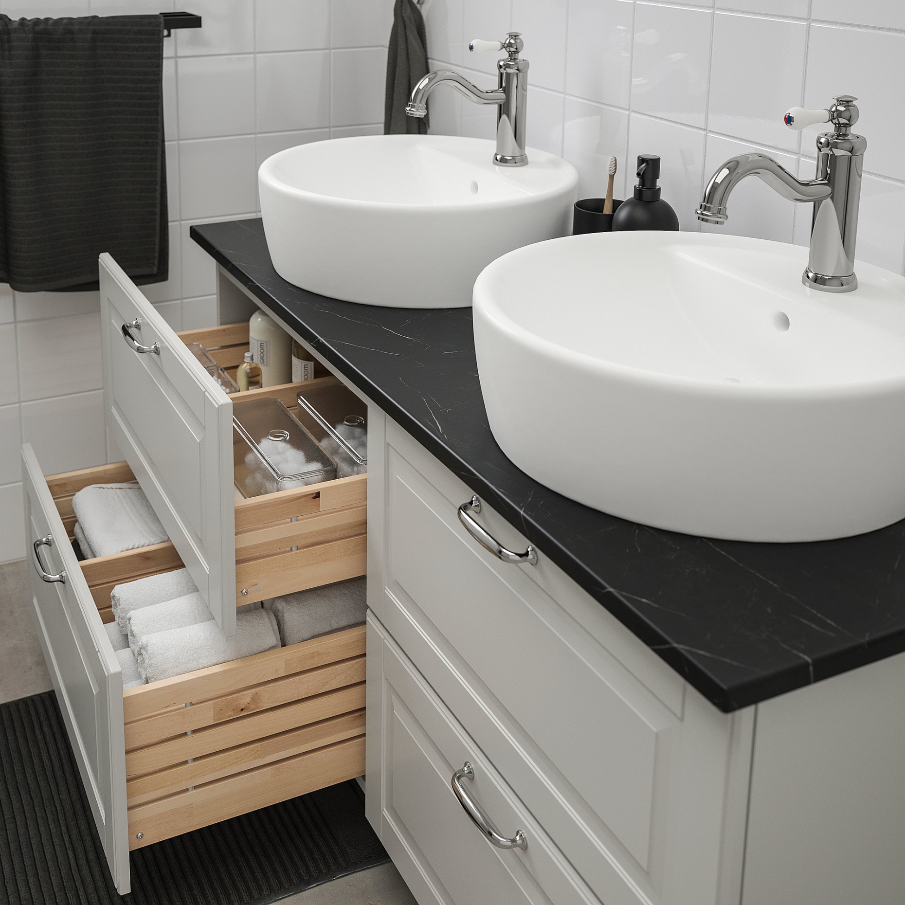 GODMORGON/TOLKEN/TORNVIKEN, βάση νιπτήρα με πάγκο/νιπτήρα 45, 122x49x74 cm, 994.853.76