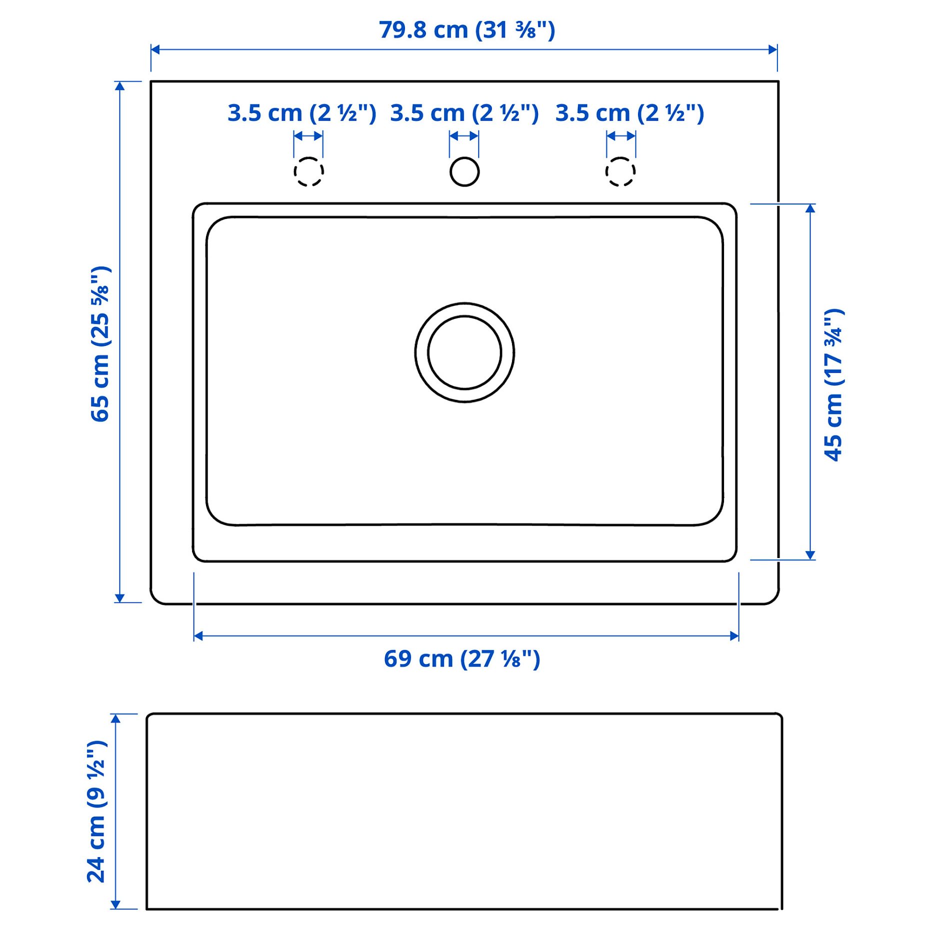 TALLSJÖN, νεροχύτης με πρόσοψη, 80x65 cm, 994.913.63