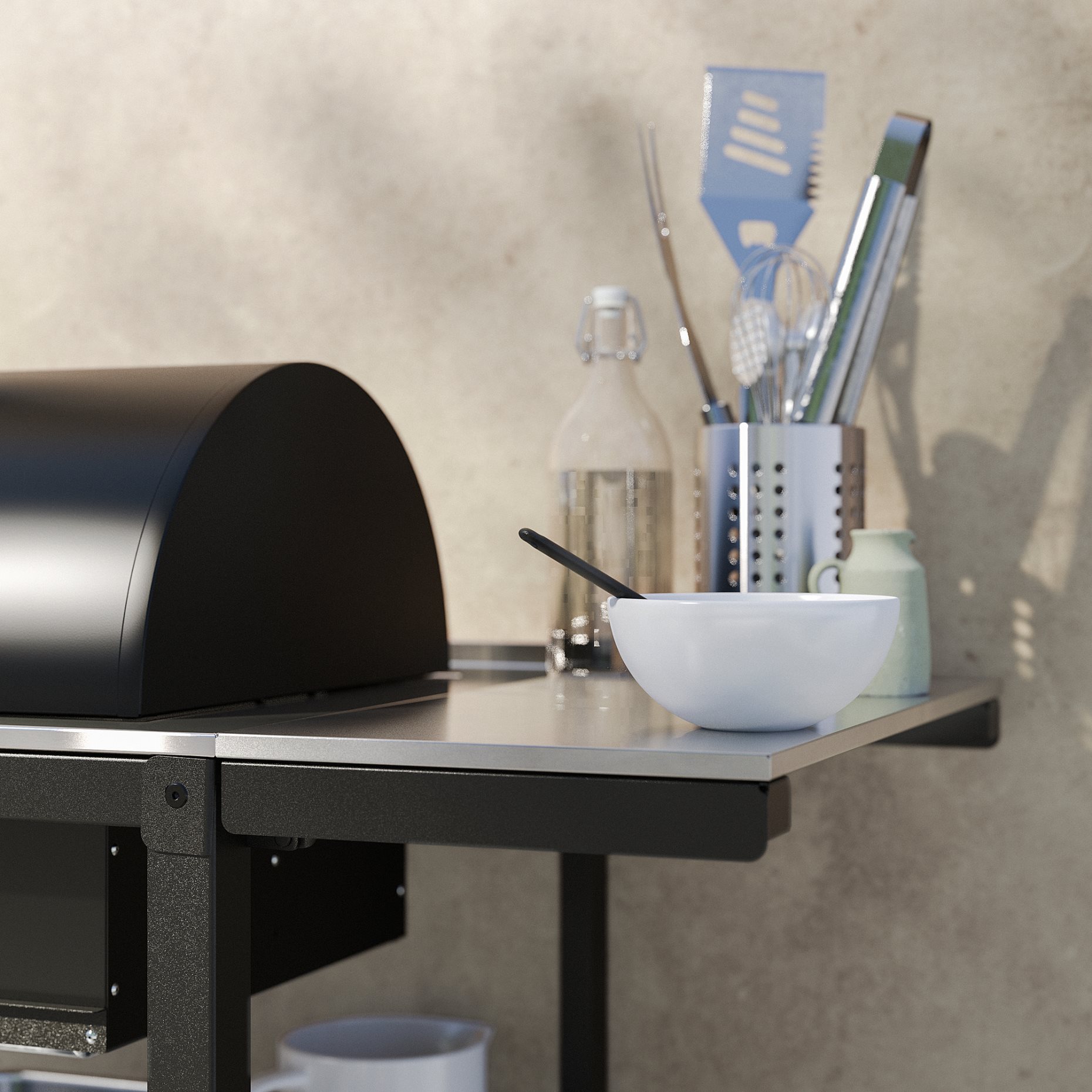 GRILLSKÄR, charcoal barbecue with 2 side tables, 994.952.24